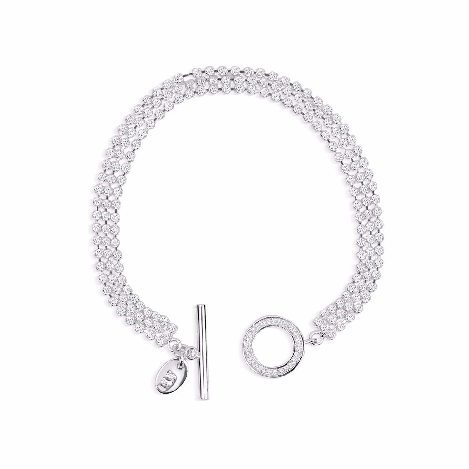 Triple Strand Bracelet with Clear Stones