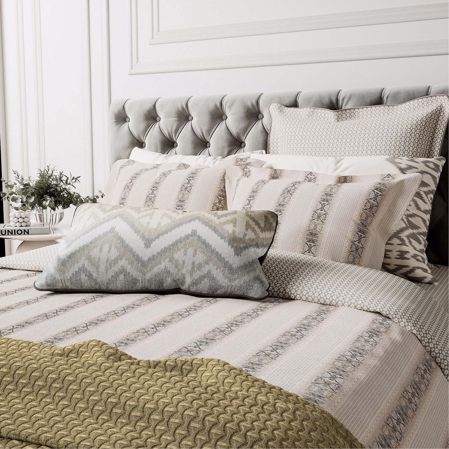 Bedeck Belfast Hemma Cushion Linen-Chartreuse 70cmx40cm