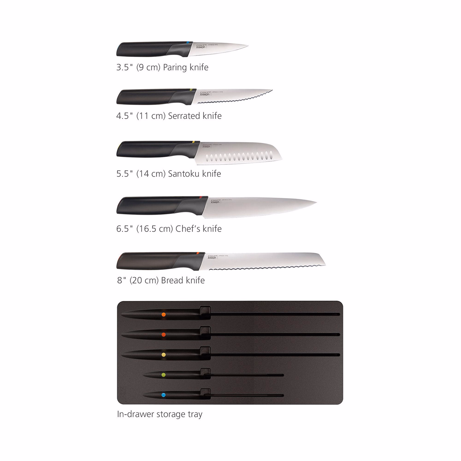 Elevate? Store 5-Piece Knife Set With In-Drawer Storage Tray