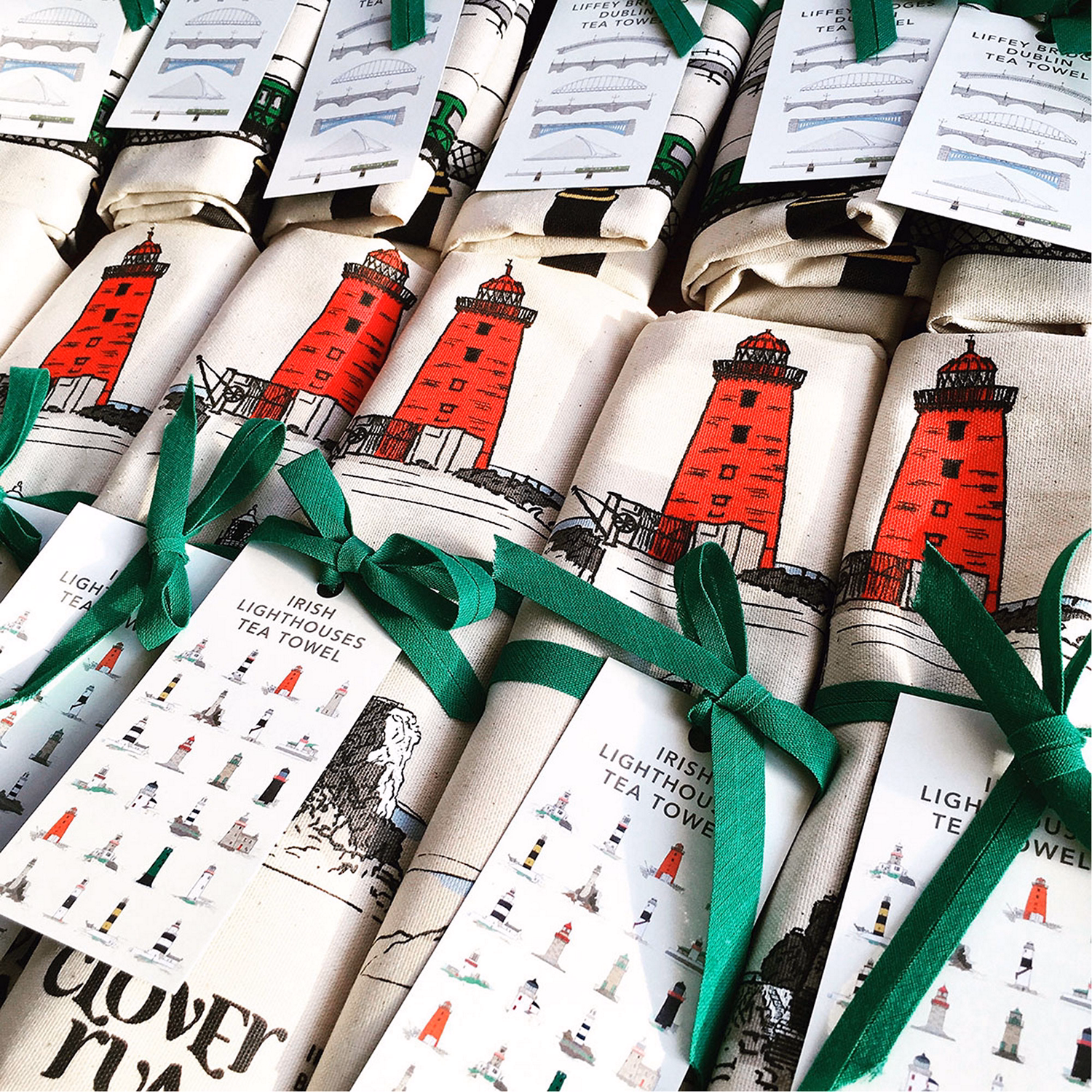 Irish Lighthouses Tea Towel