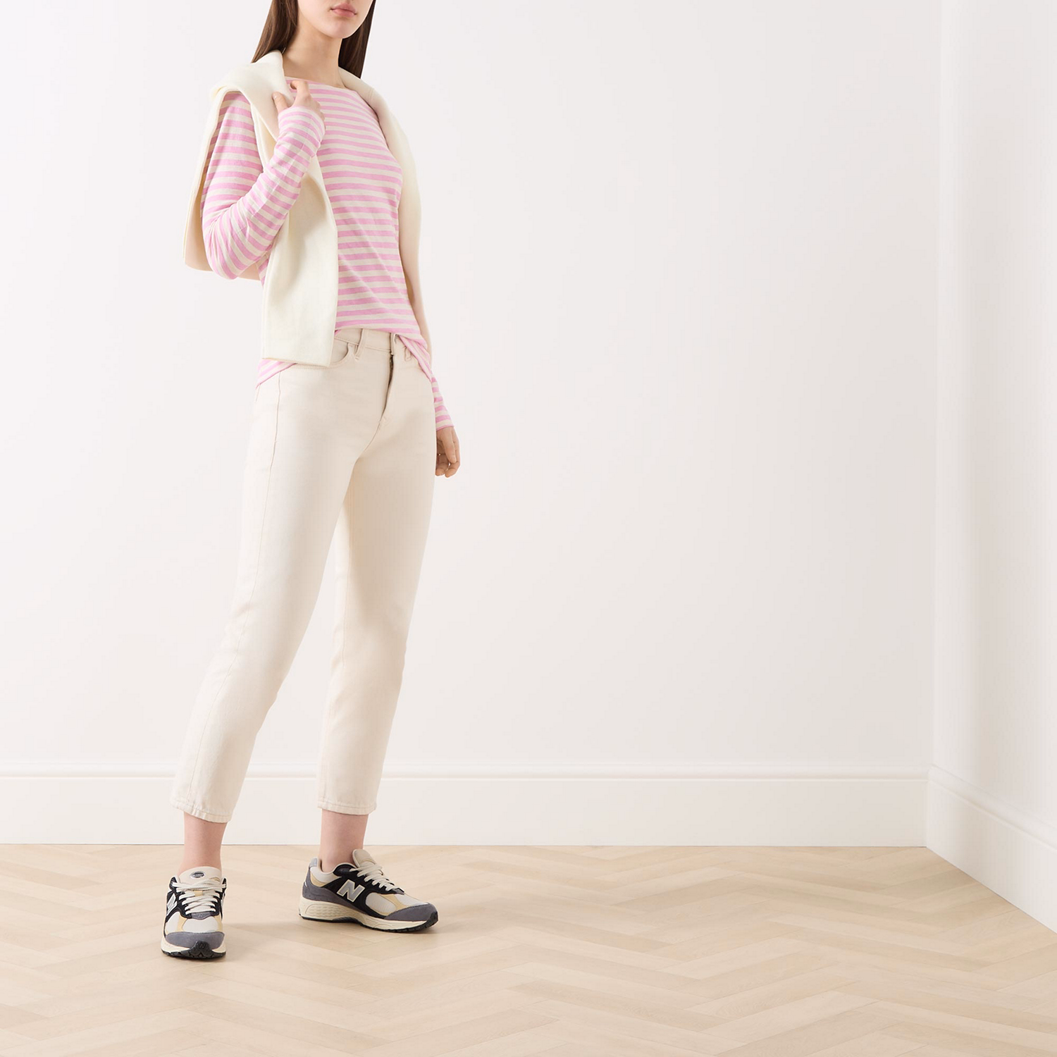 Striped Semi-Sheer Slub T-Shirt