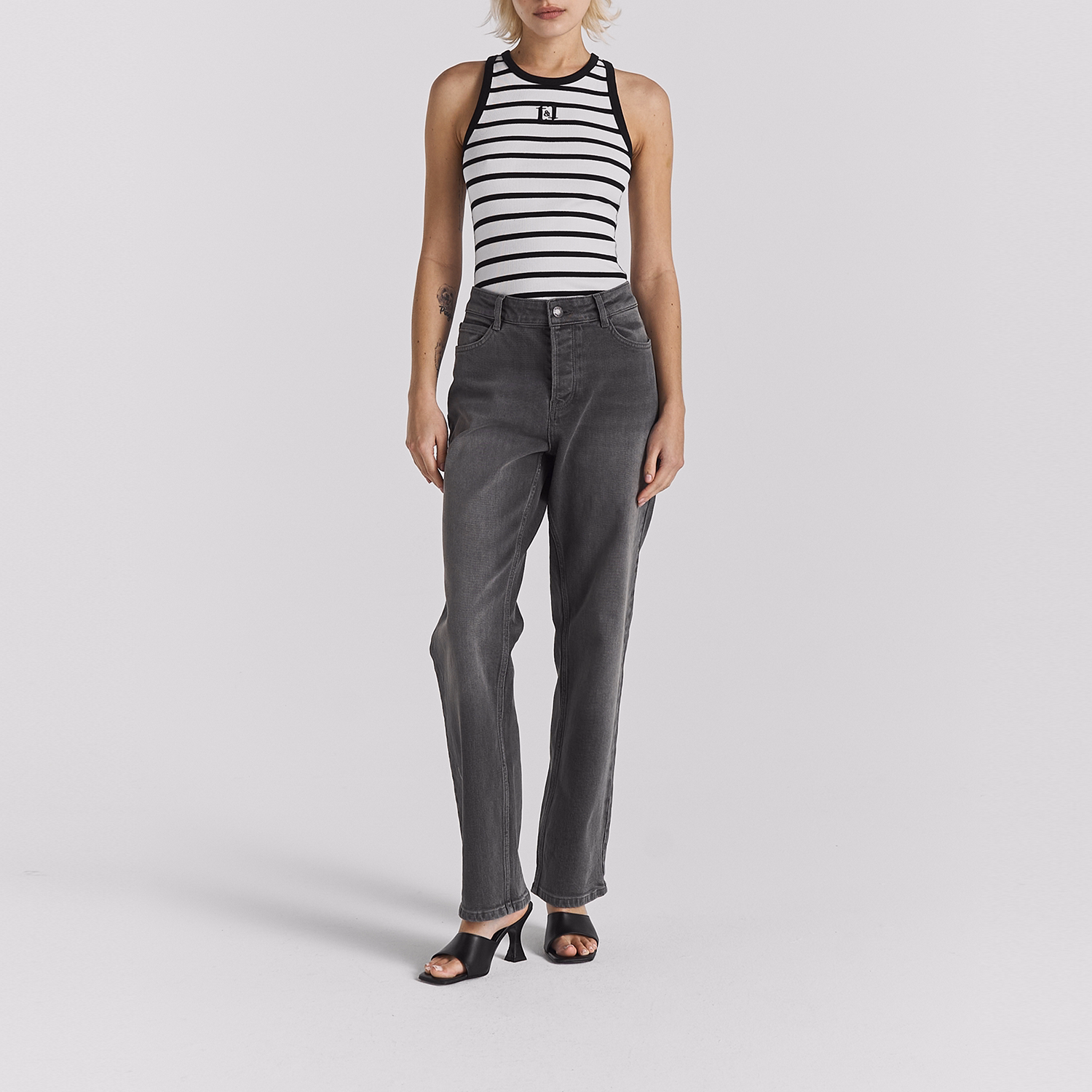 Azra Striped Logo Tank Top