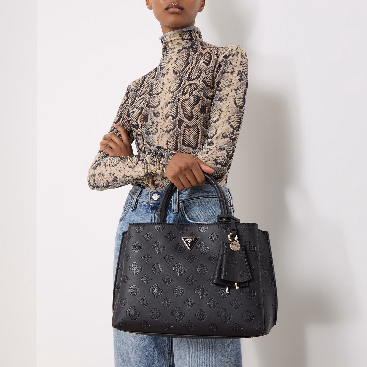 Jenna Logo Embossed Satchel