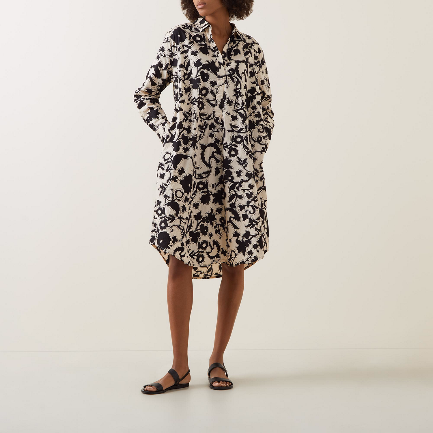 Neva Two-Tone Floral Shirt Dress