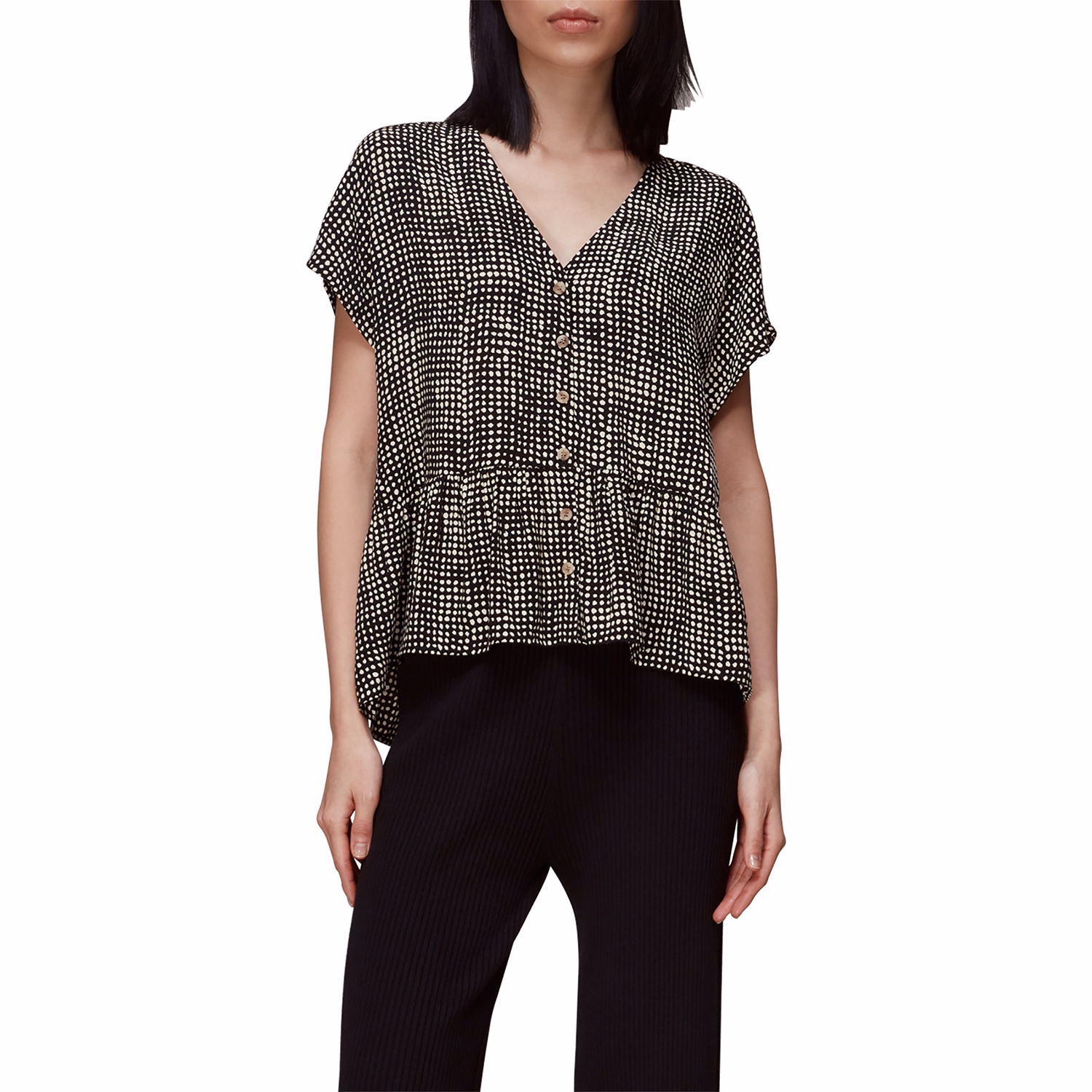 Spotted Check Peplum Top