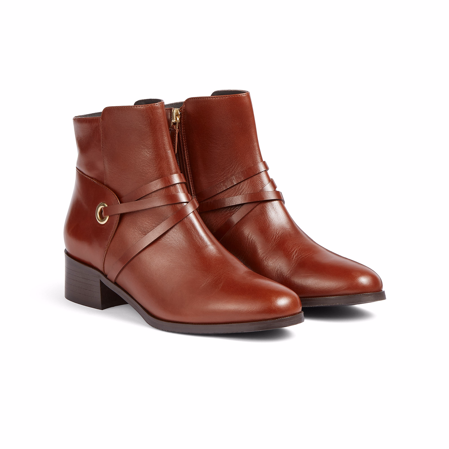 Alba Strap Leather Ankle Boots