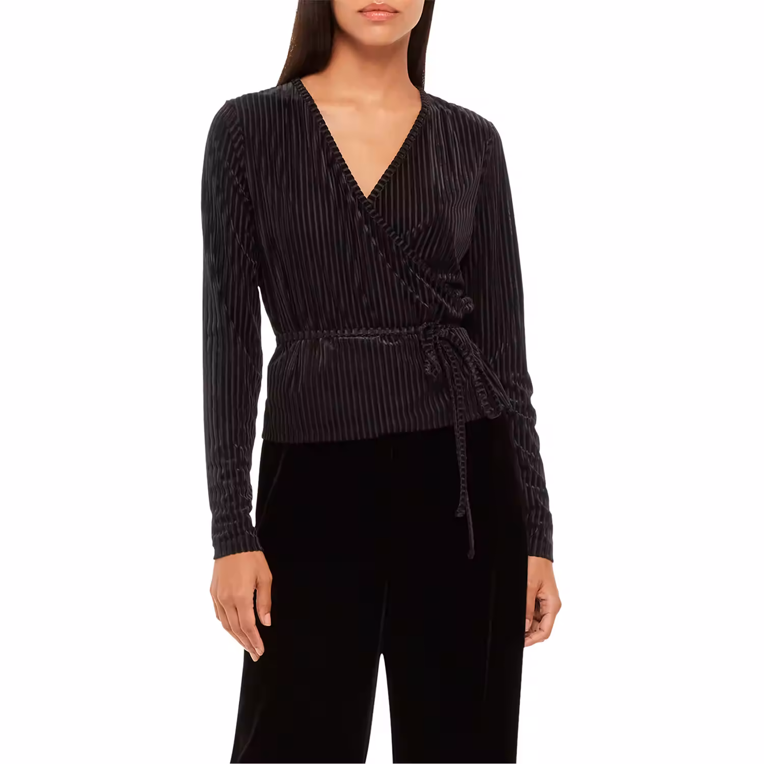 Velvet Stripe Wrap Cardigan