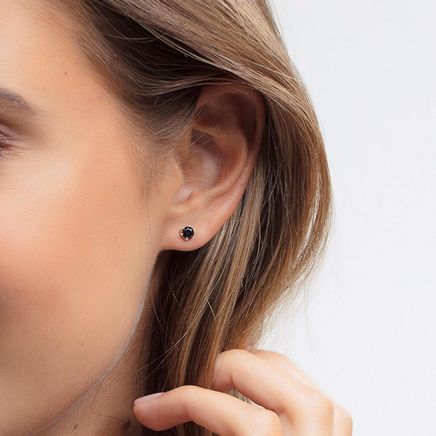 Black Stone Ear Studs