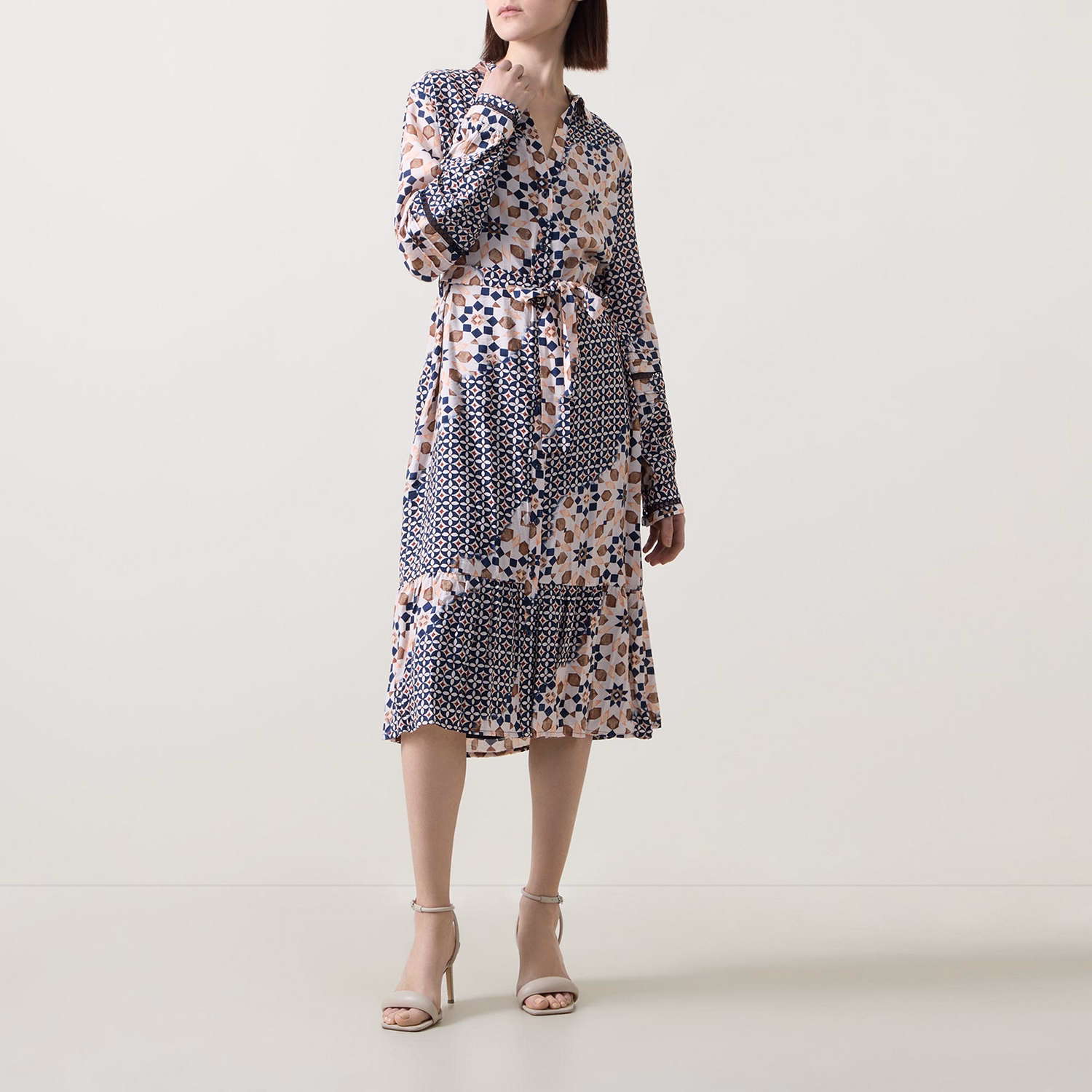 Tile Printed Shirt Dress