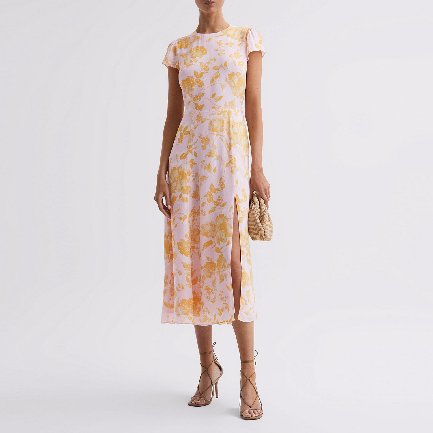 Livia Blur Floral Printed Cut Out Dress