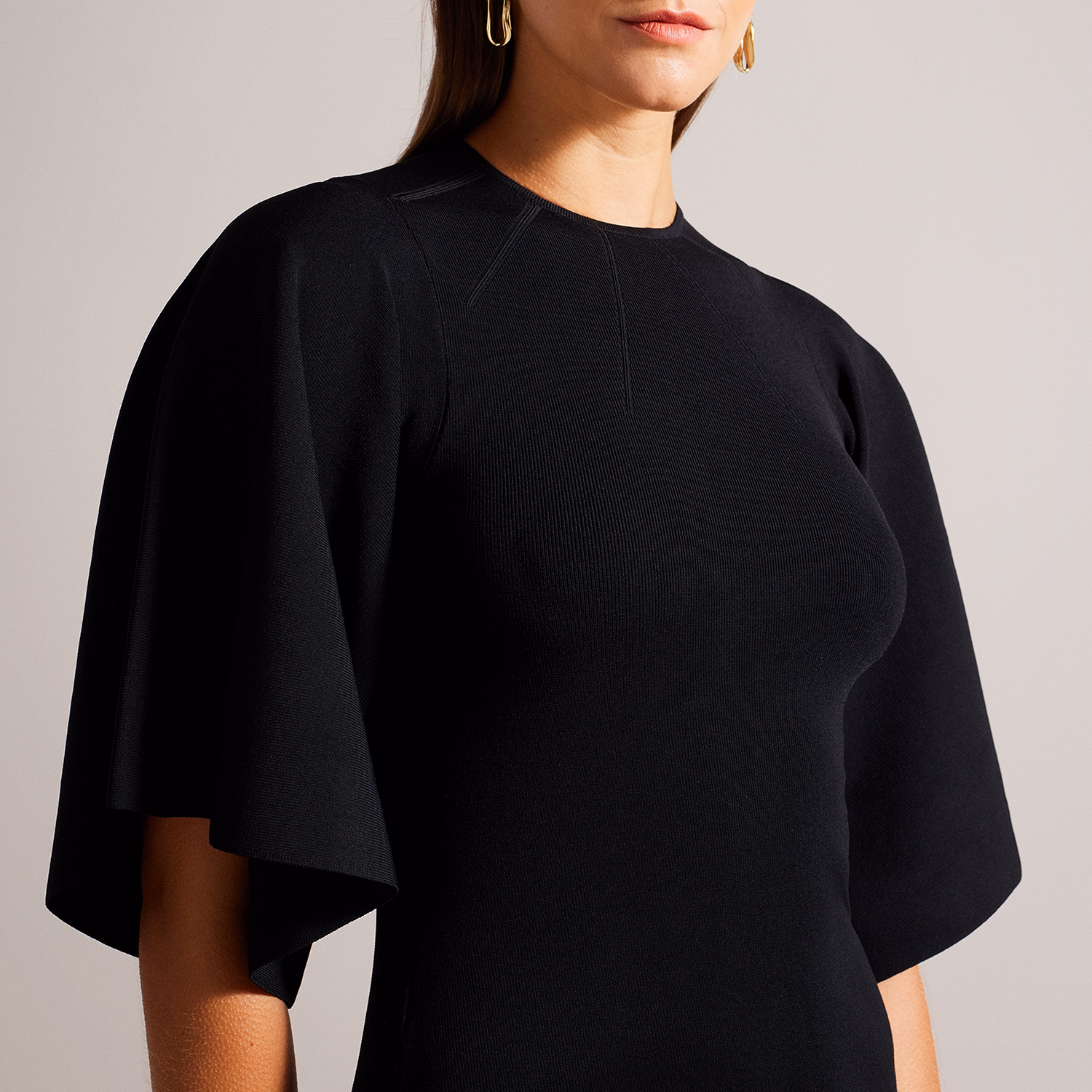 Lounia Fluted Sleeve Knit Bodycon Dress