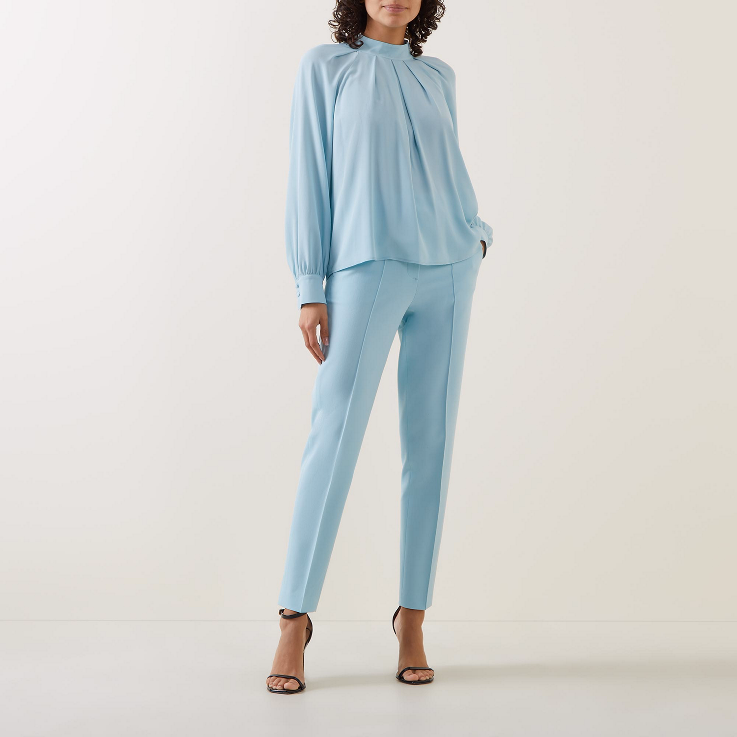 Silk-Blend Pleated Blouse