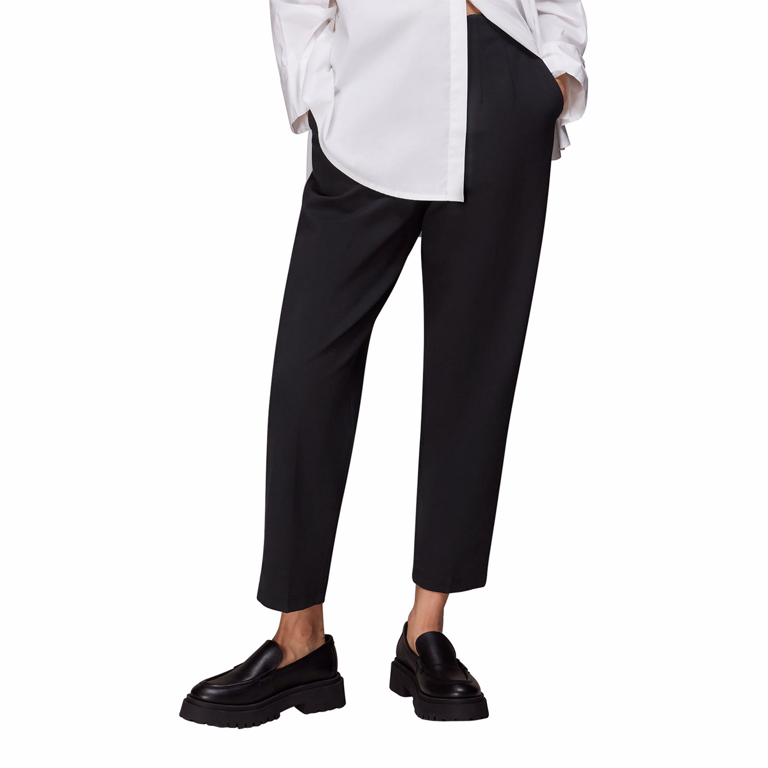 Lila Ponte Cropped Straight Leg Trousers