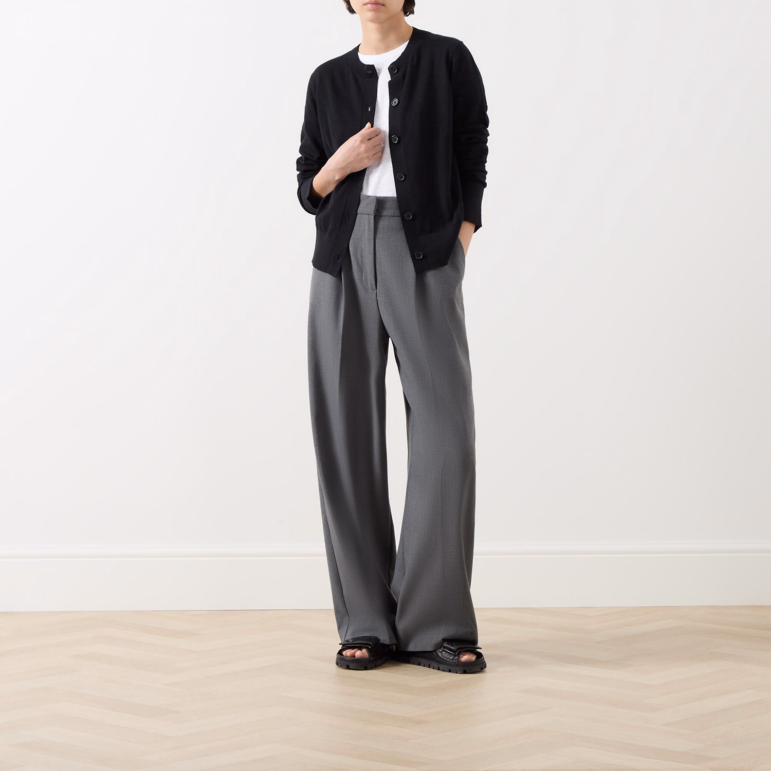 Fine-Knit Button-Down Cardigan