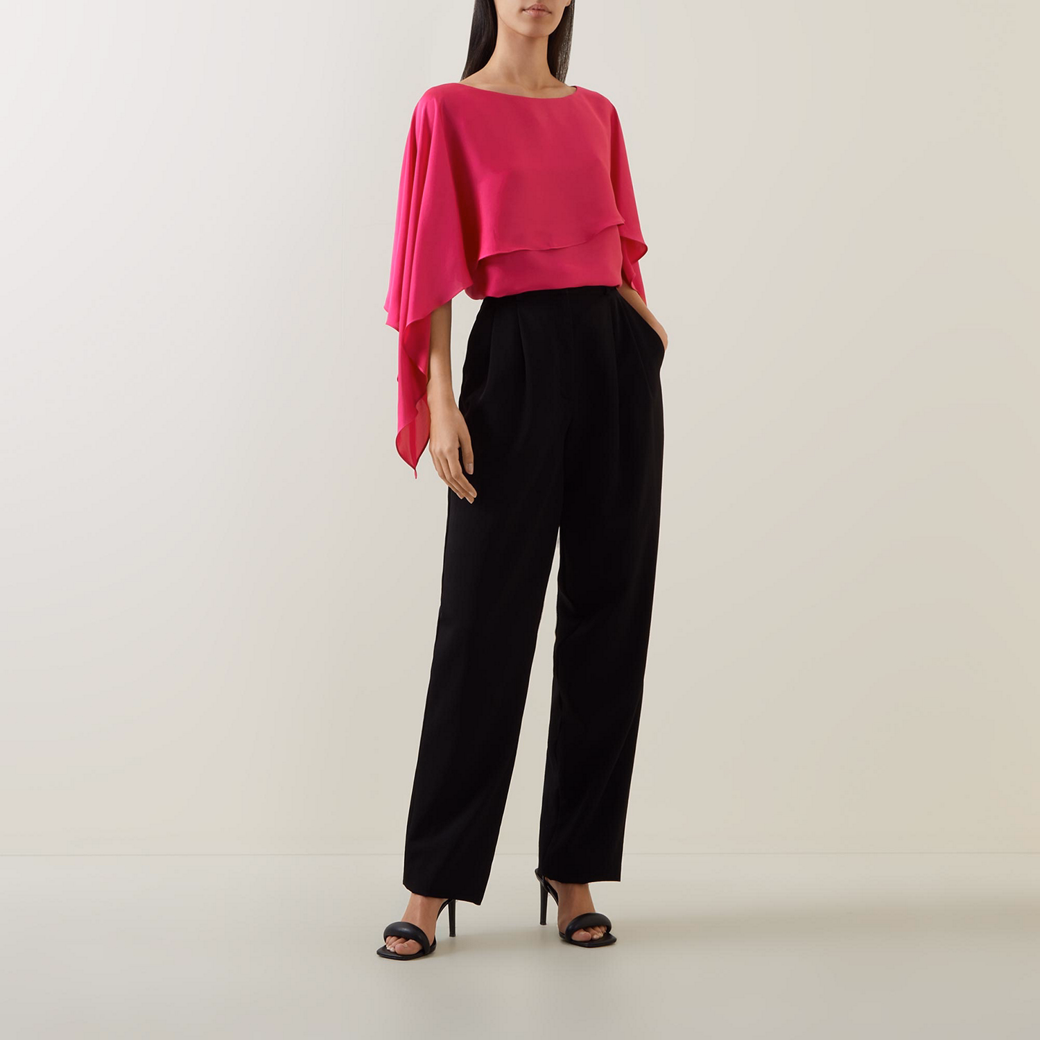 Cape-Detail Satin Top