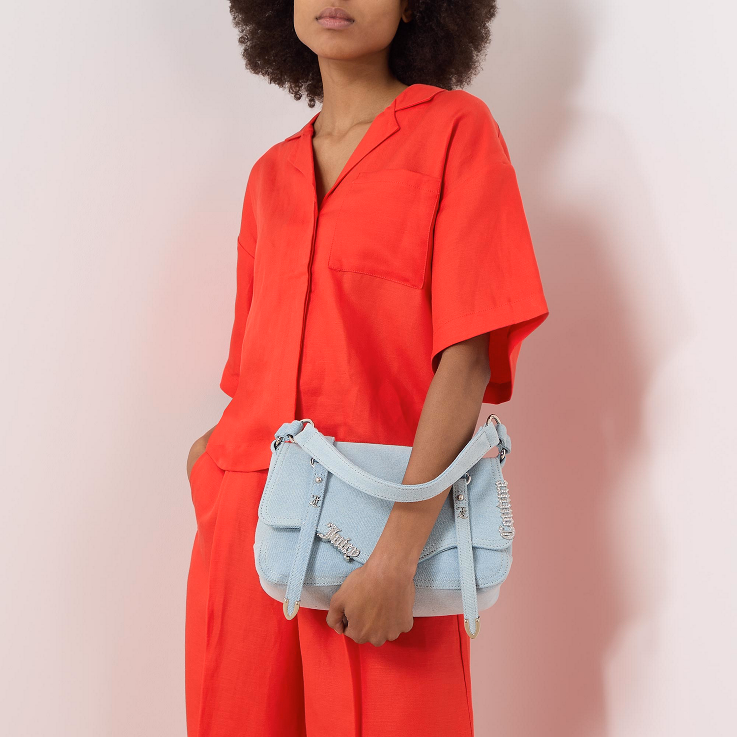 Lotus Flap Denim Shoulder Bag