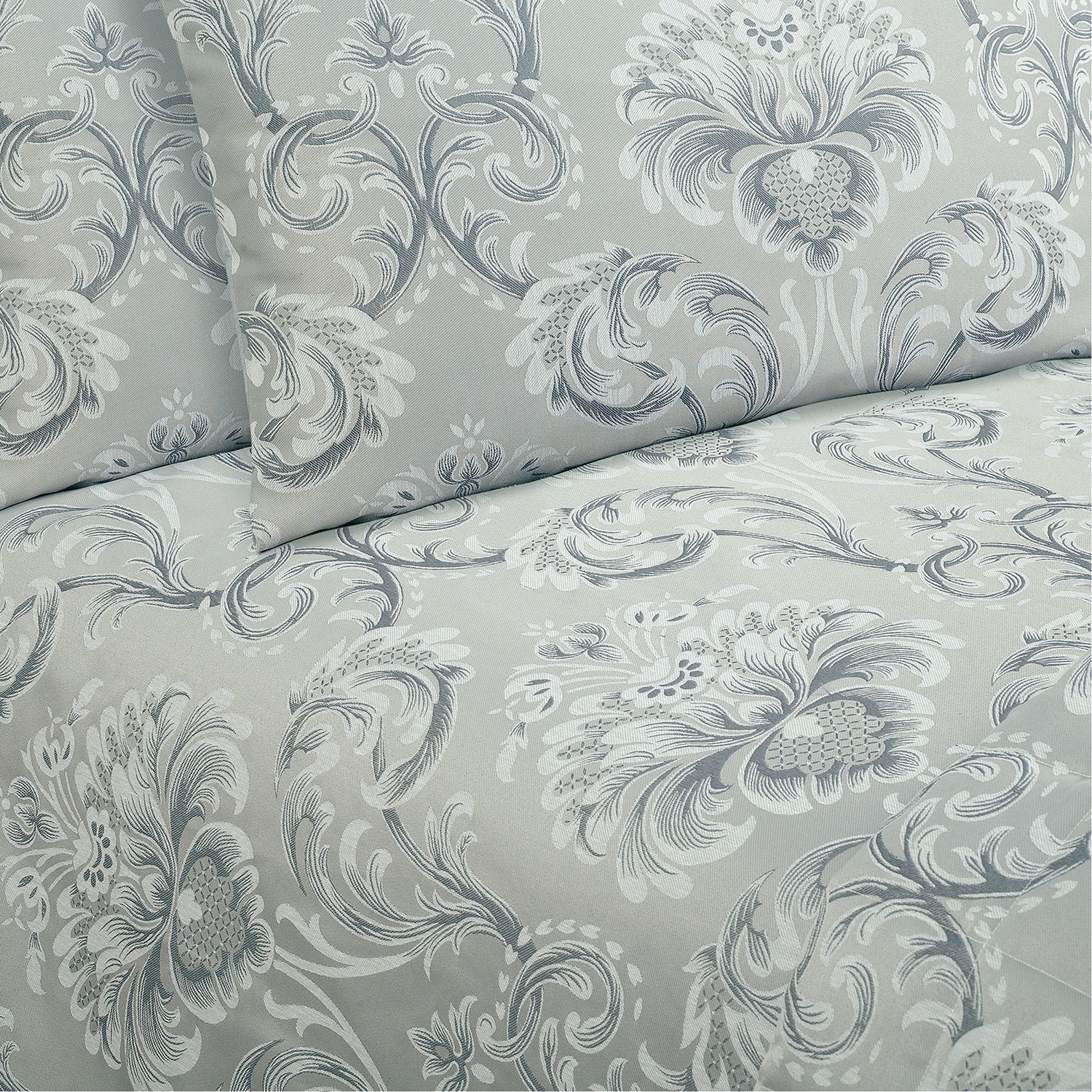New Ornate Damask Jacquard Cushion Silver
