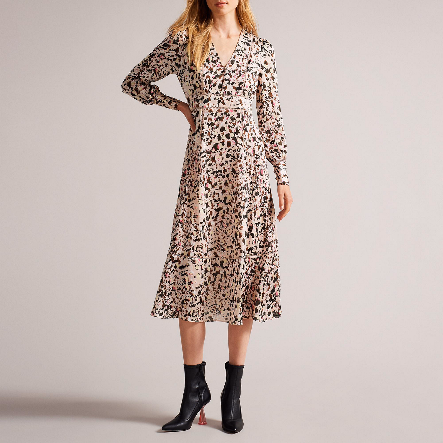 Luceeya Fit And Flare Ladder Insert Midi Dress