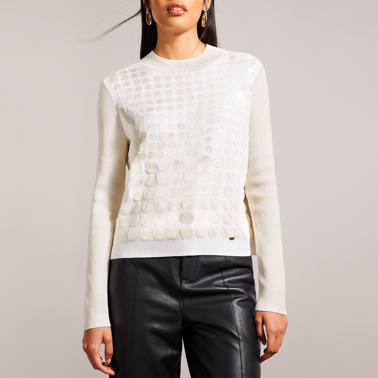 Yivonne Metallic Disk Detail Sweater