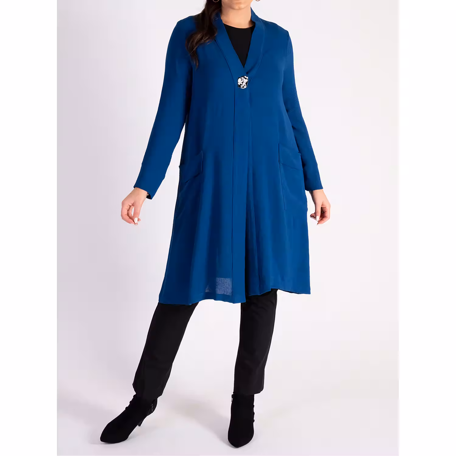 Textured Crepe Longline Cardigan