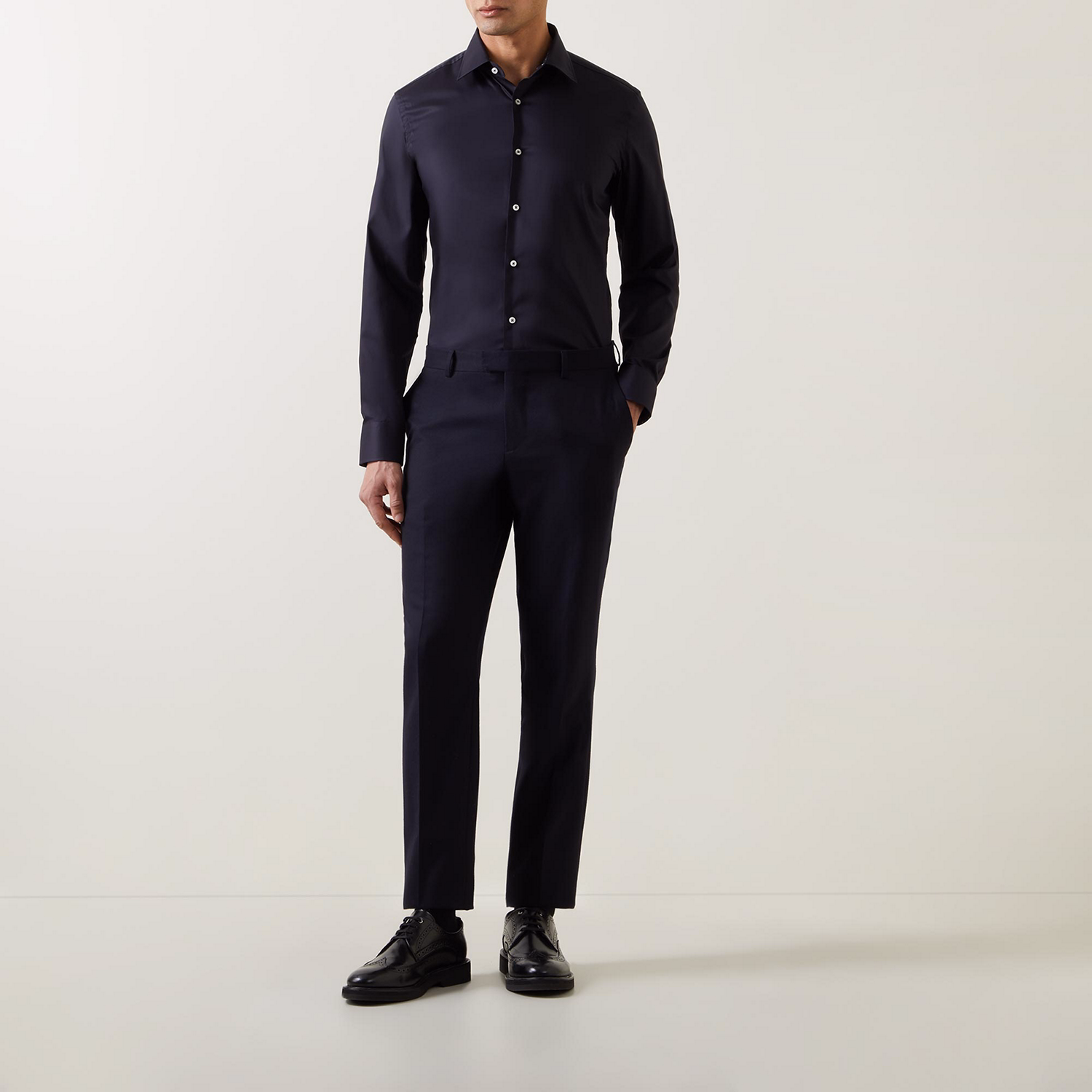 Hank Solid Trim Single-Cuff Shirt