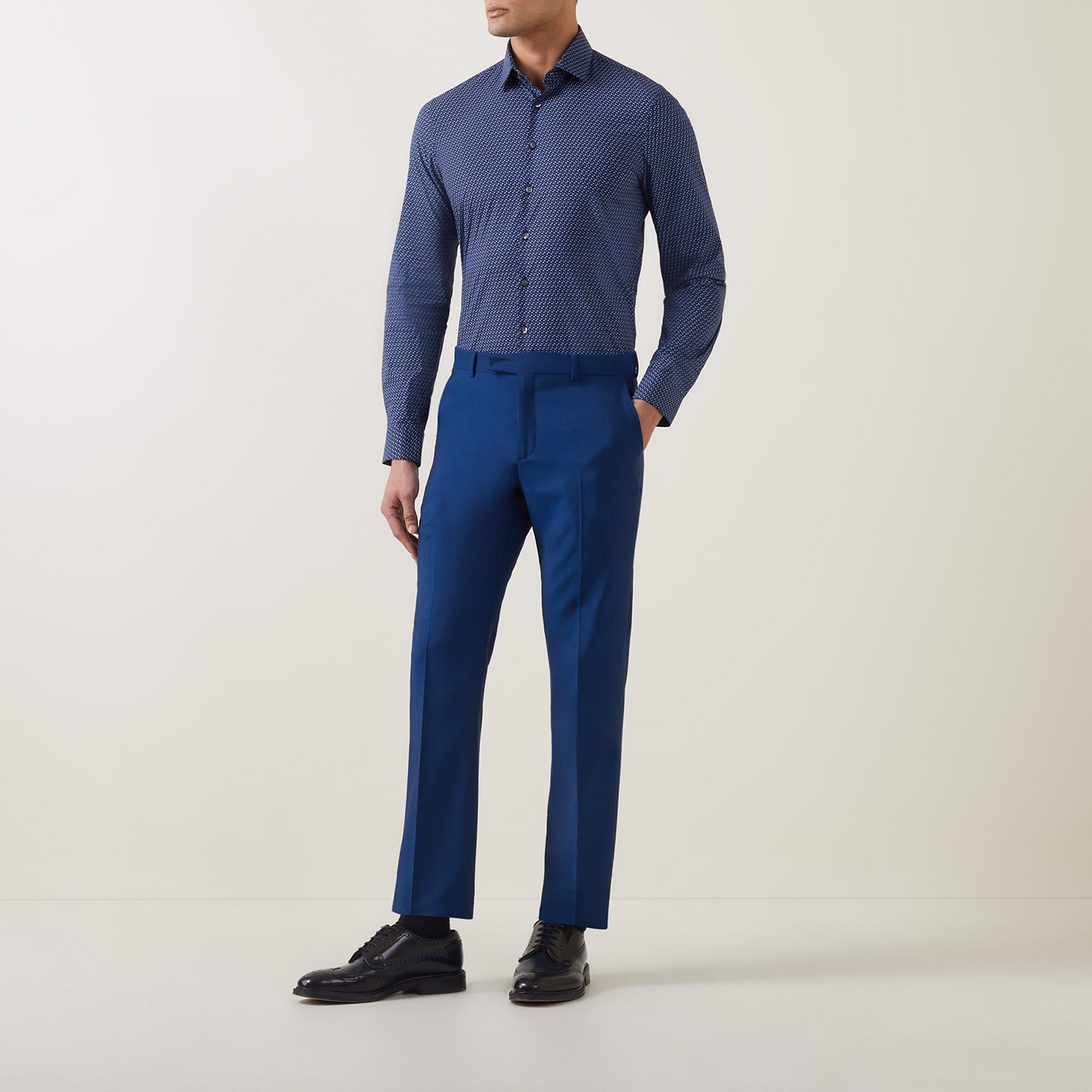 Poplin Printed Single-Cuff Formal Shirt