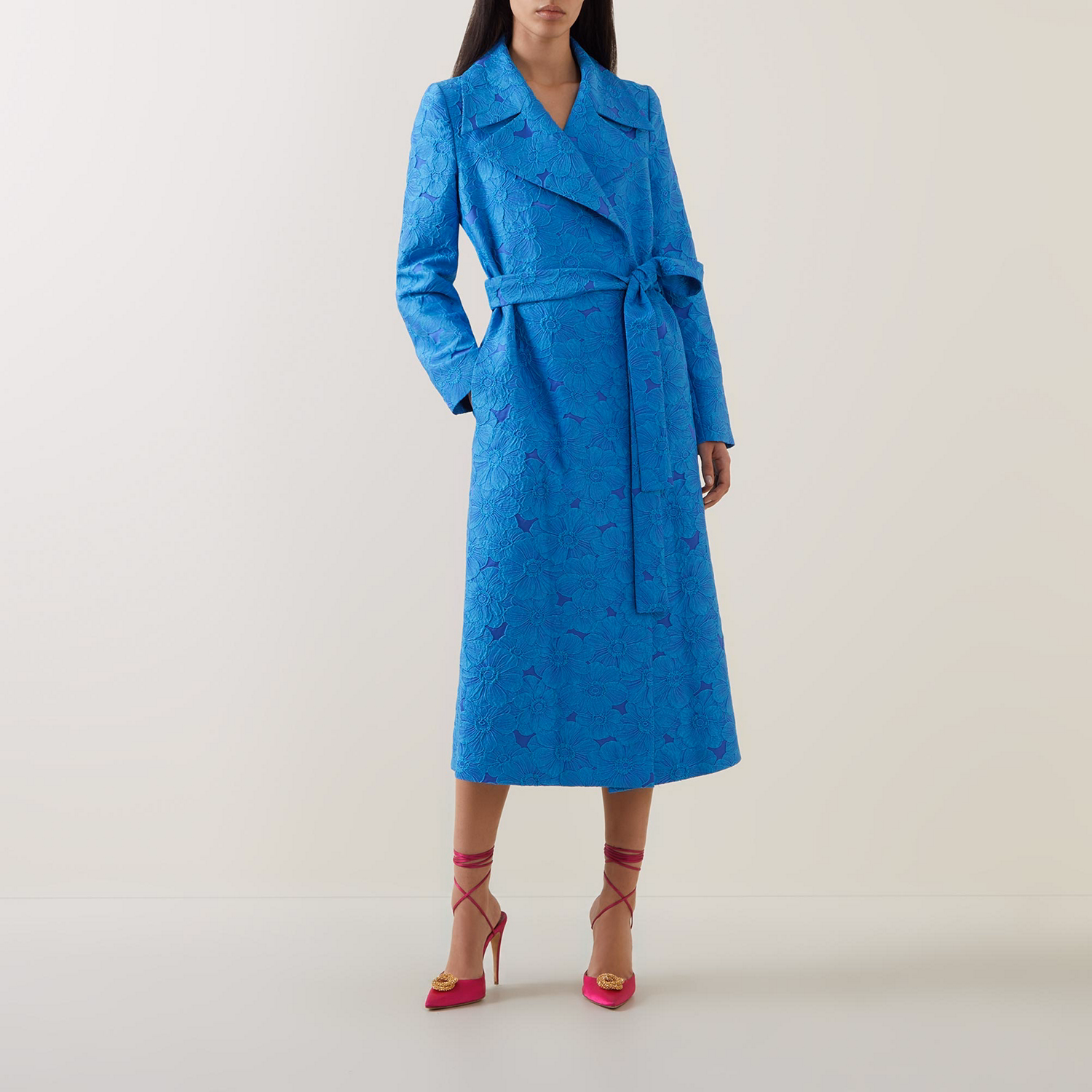 Jules Floral Jacquard Wrap Coat