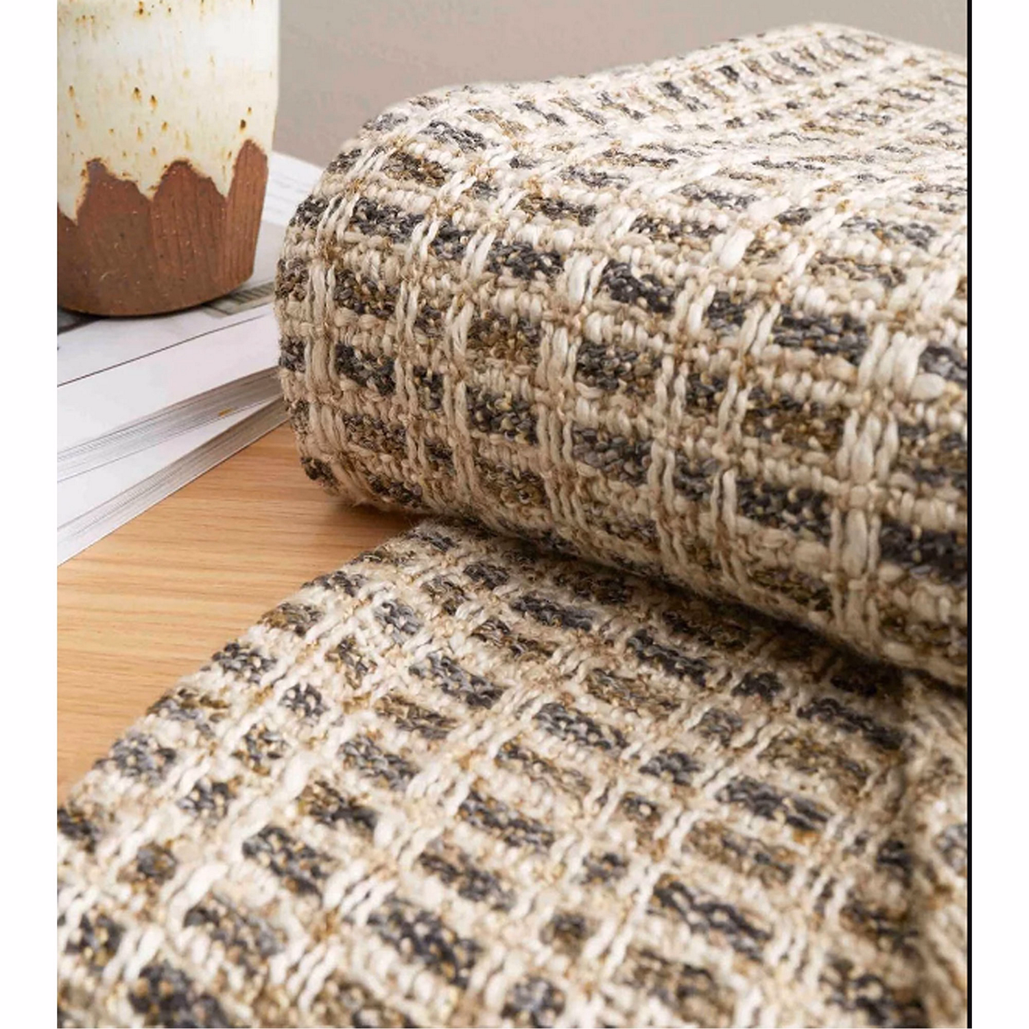 Amble Linen Blend Throw Charcoal