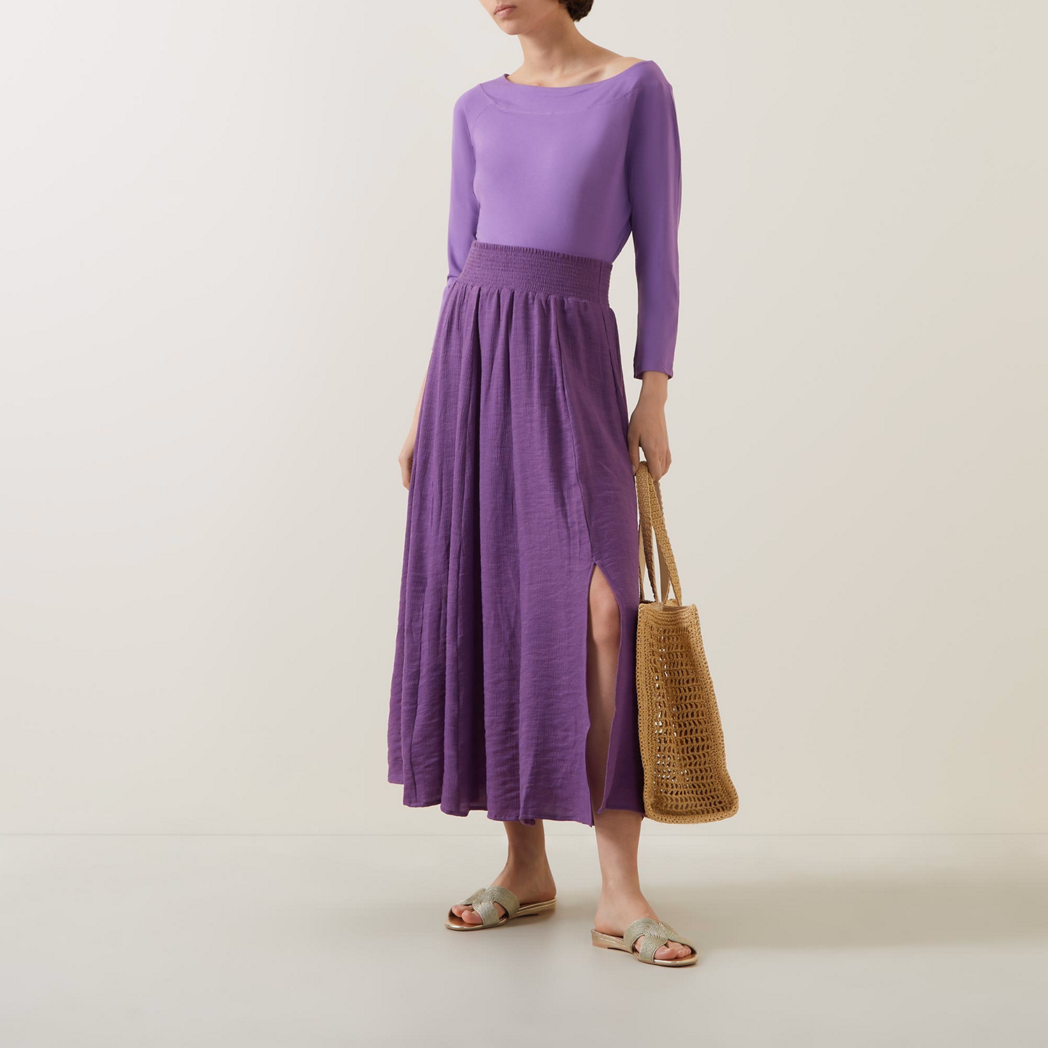 Crinkle Flared Skirt