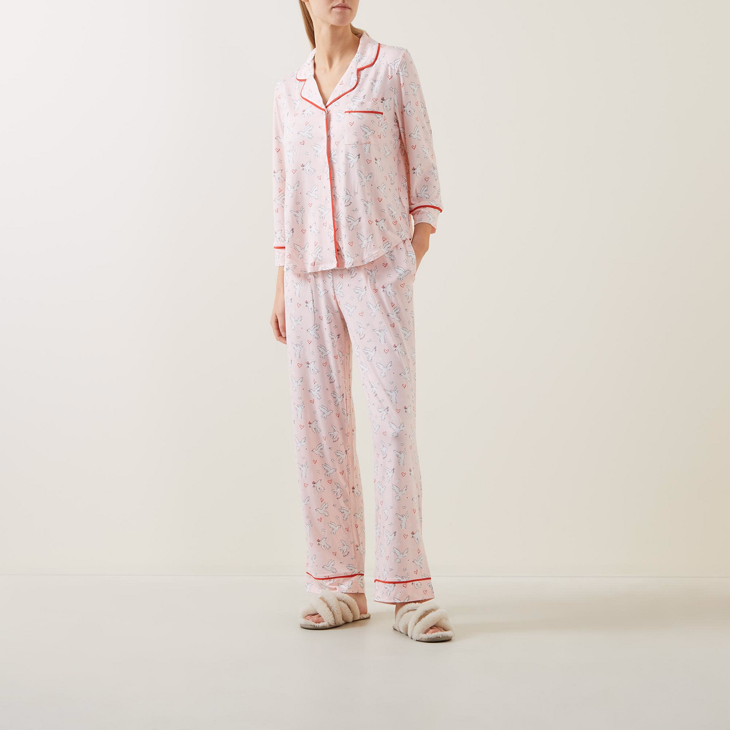 Brushed Notch Collar Pyjama Set