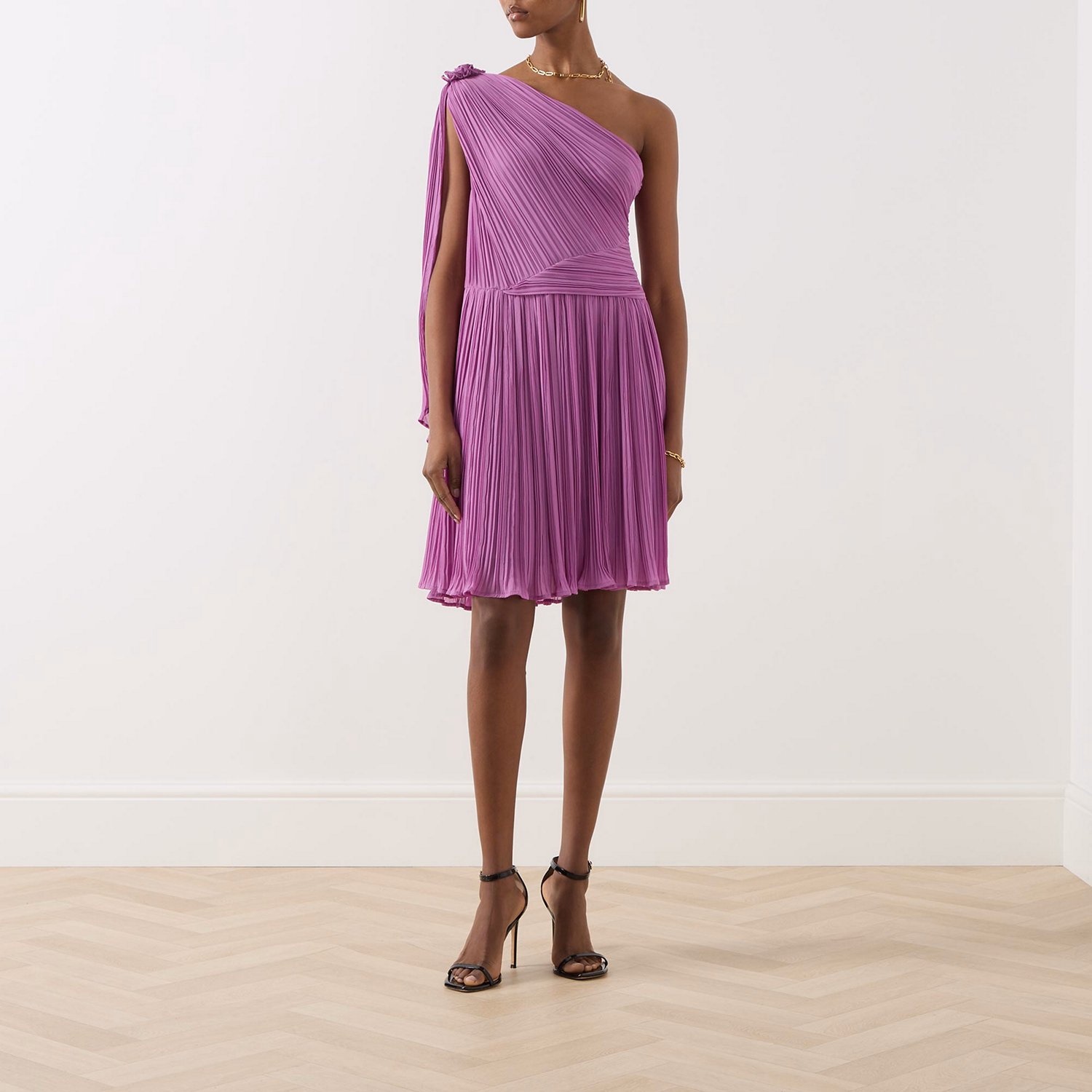 Incanto One-Shoulder Pleated Dress