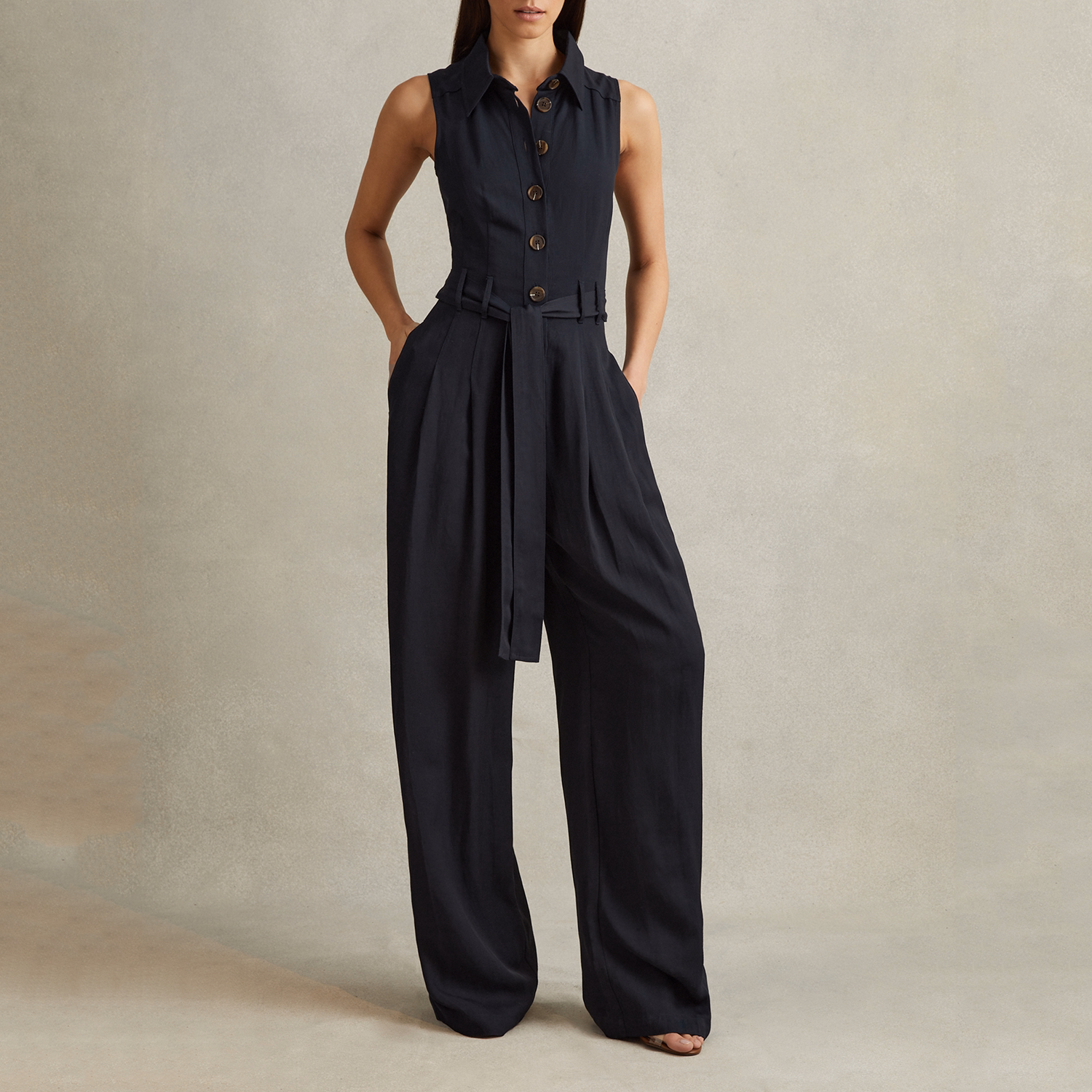 Perla Wide-Leg Linen Jumpsuit