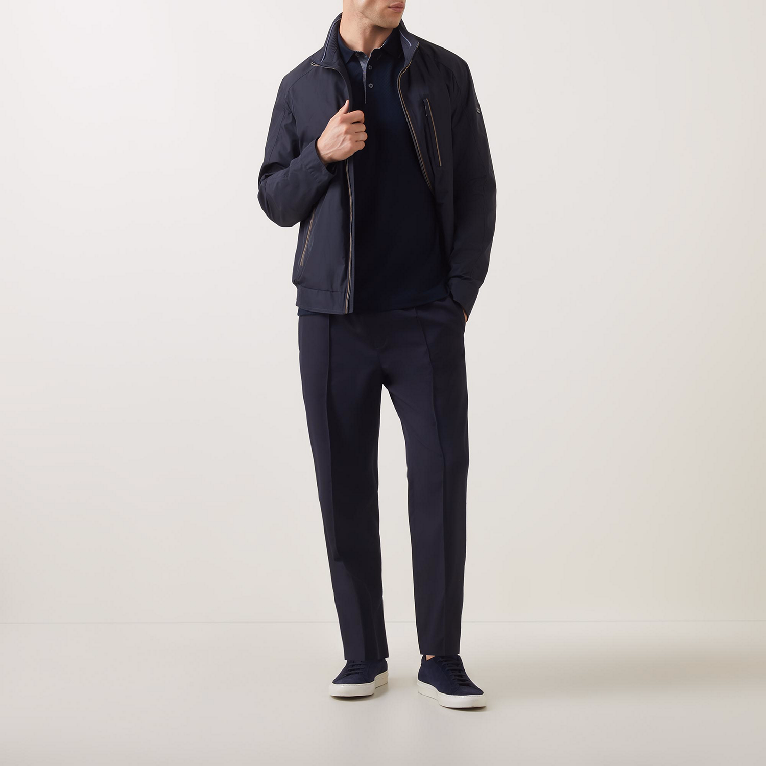 Contrast-Trim Casual Jacket