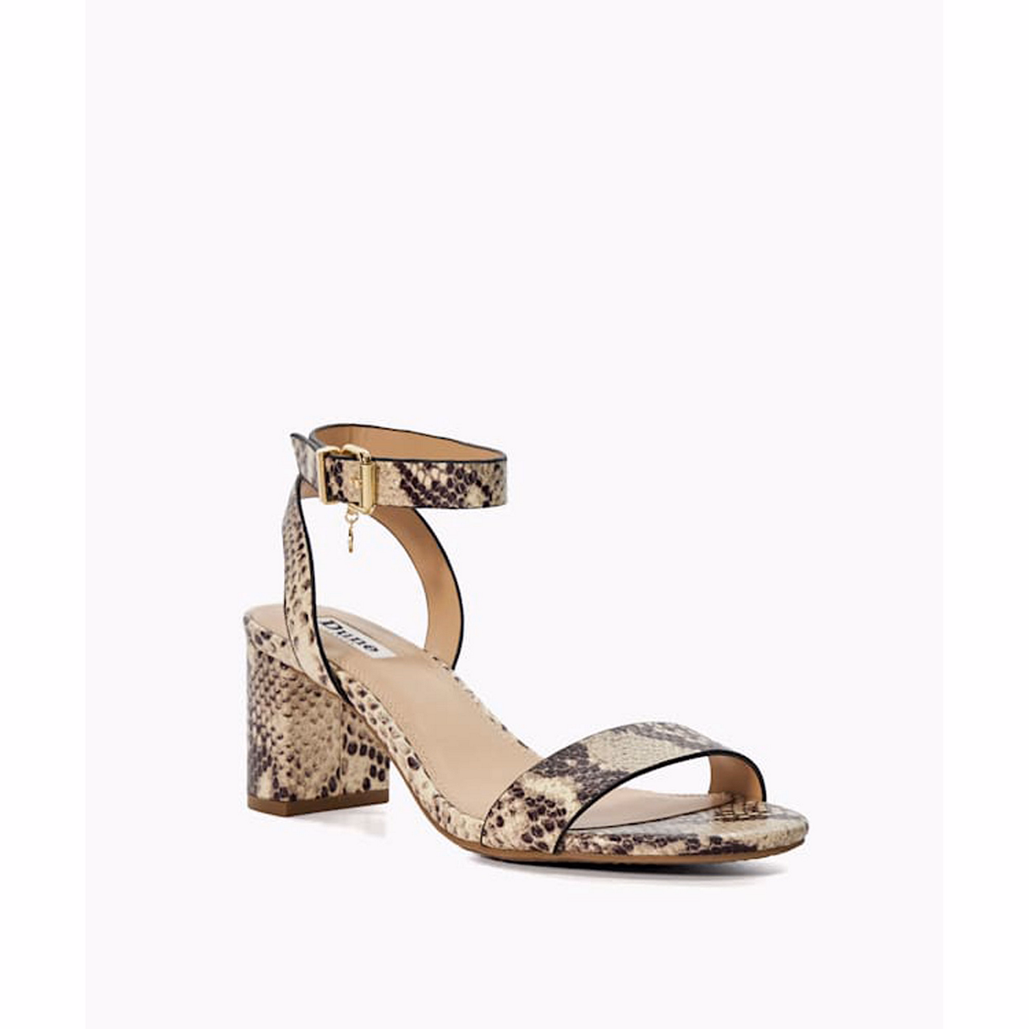 Memee Snake-Effect Block Heels