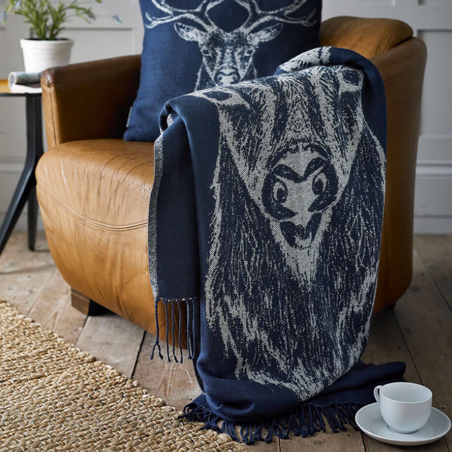 Stag Throw Navy
