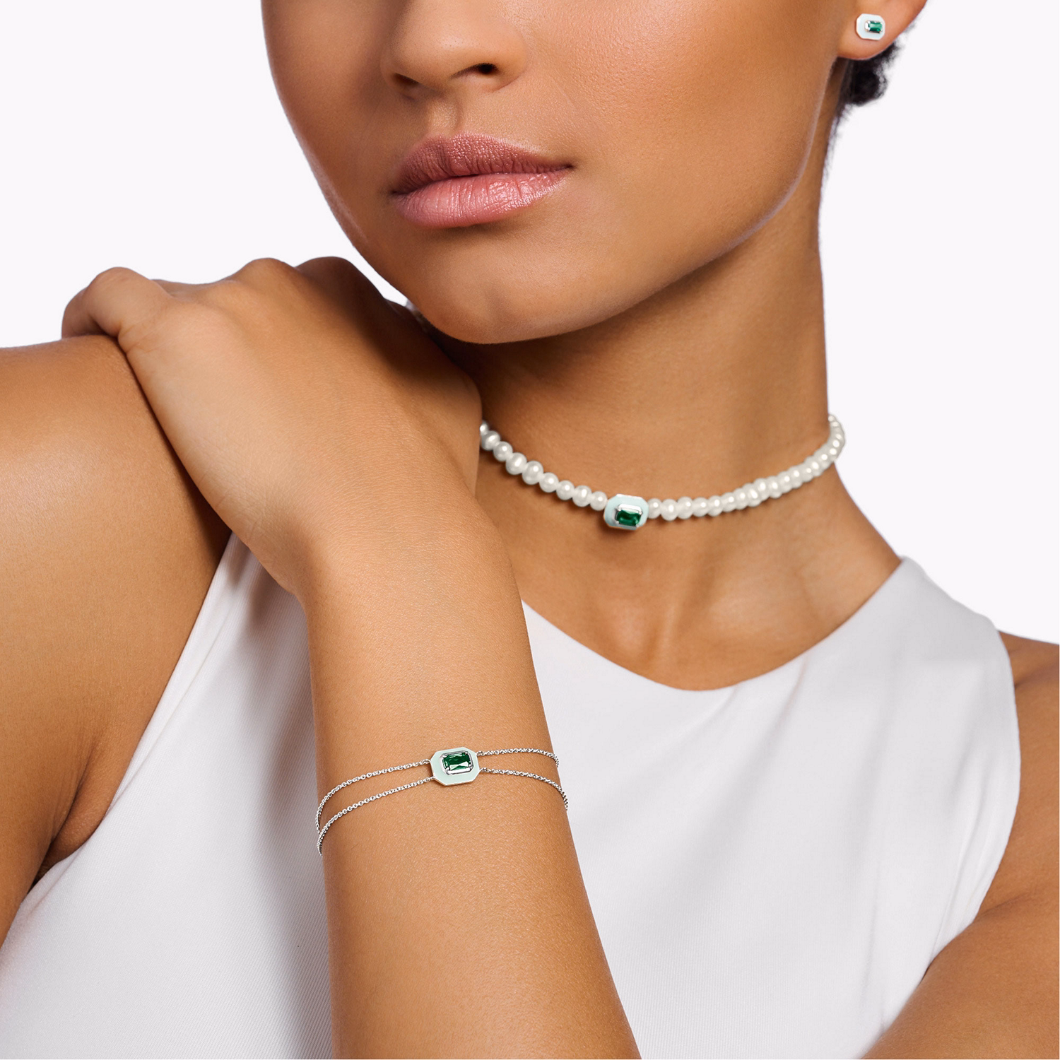 Embellished Octagon Pendant Bracelet