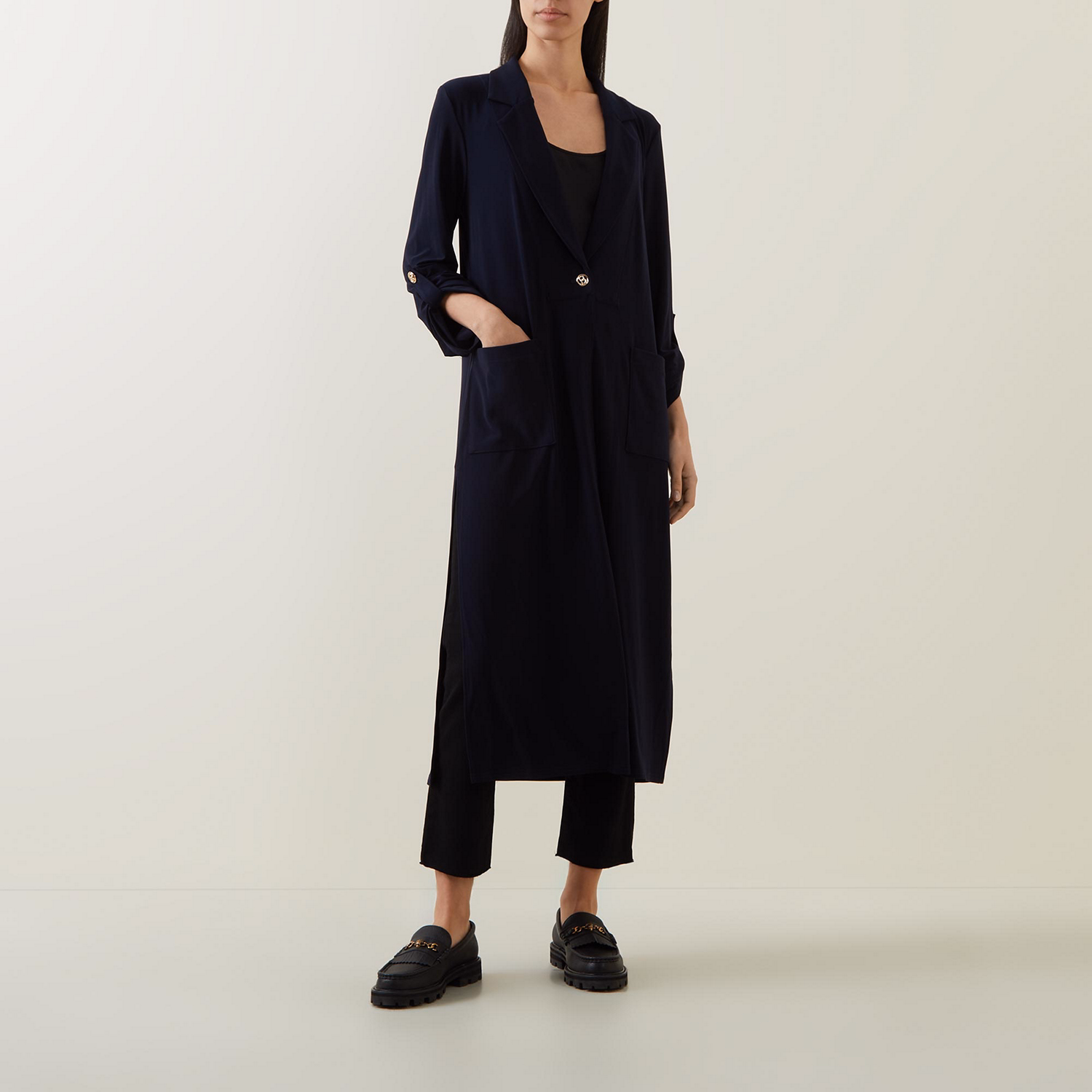 Single-Breasted Duster Coat