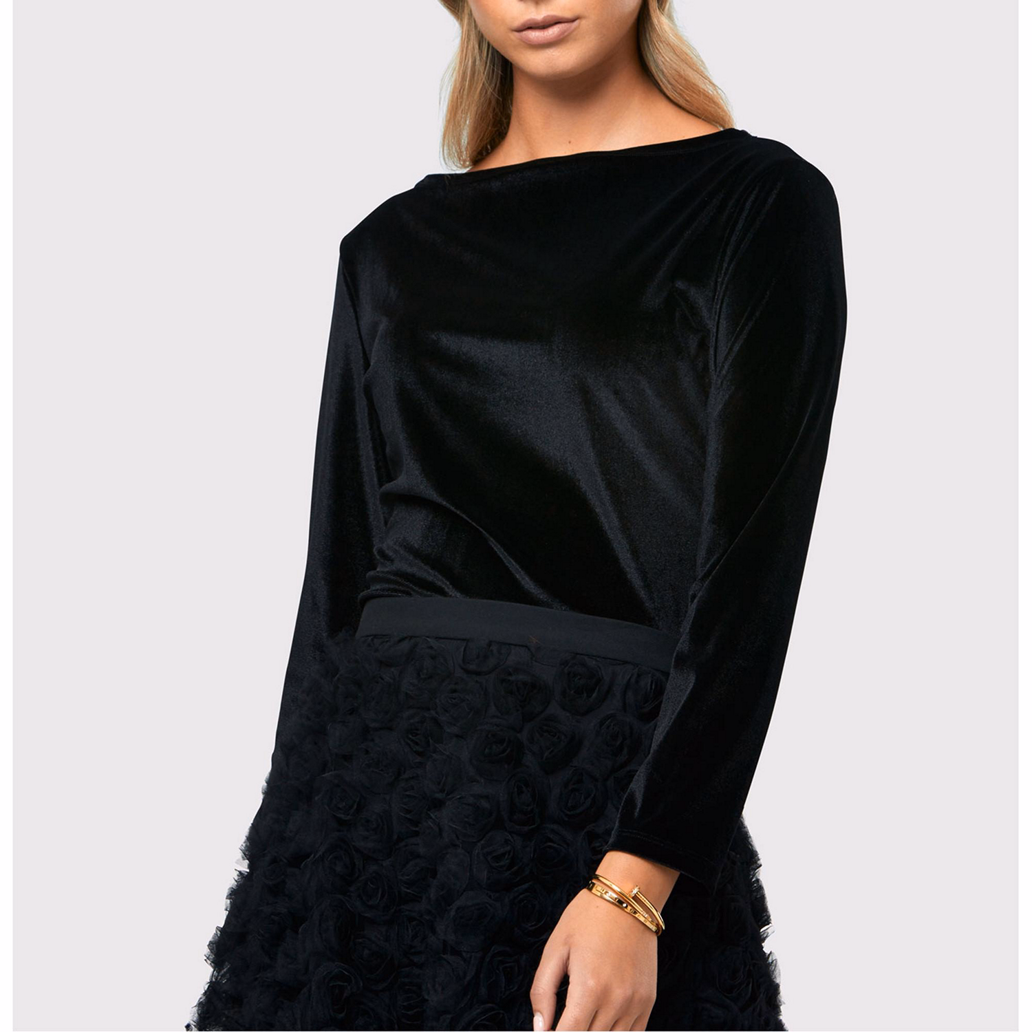 Teagan Black Velvet Top