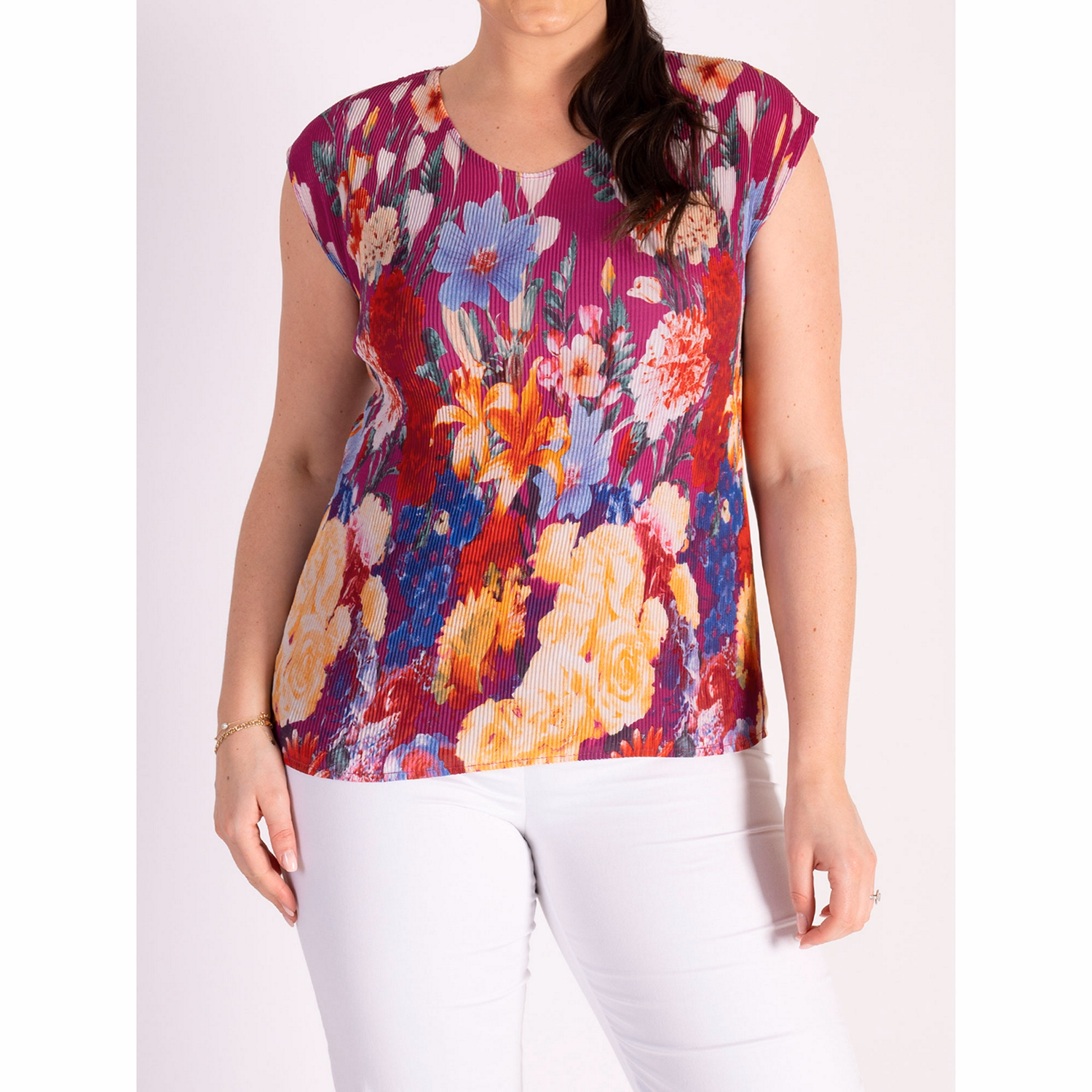 Pleated Floral Blouse