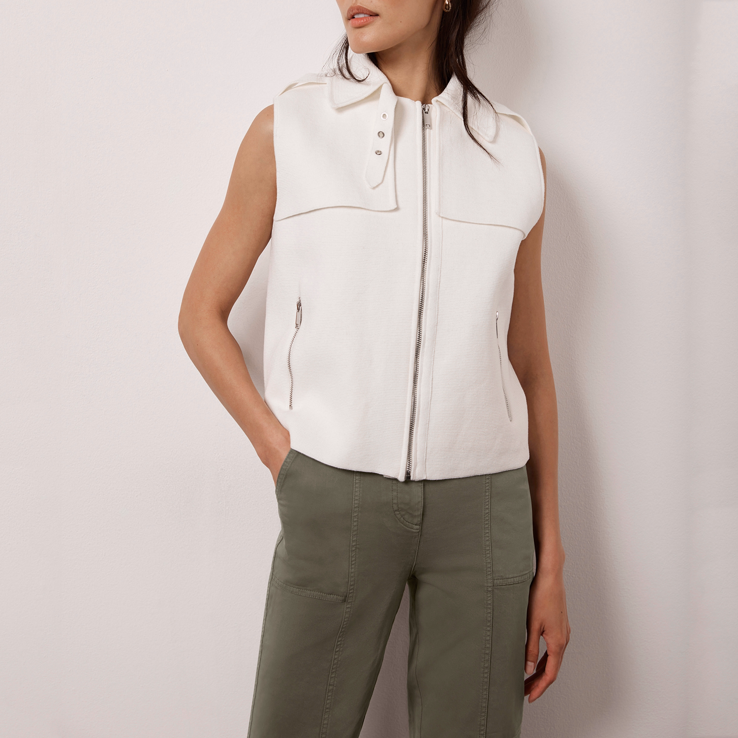 Buckled Sleeveless Biker Jacket