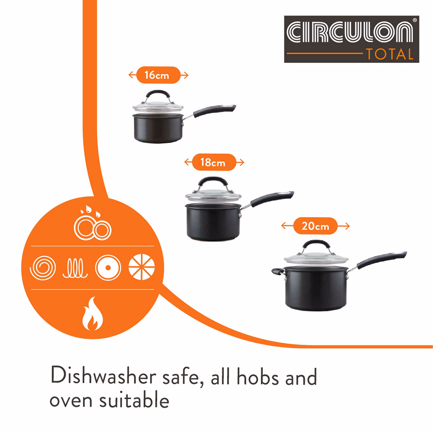 Total Hard Anodized 3 Piece Saucepan Set