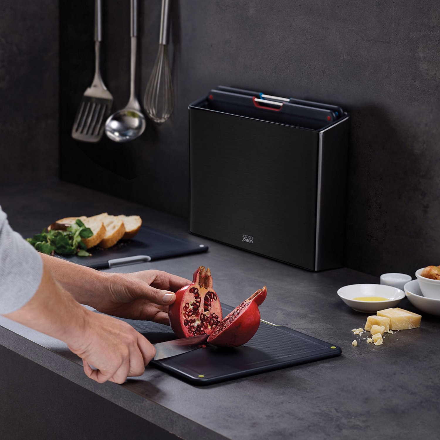 Folio??Four-Piece Chopping Board Set Carbon Black Steel