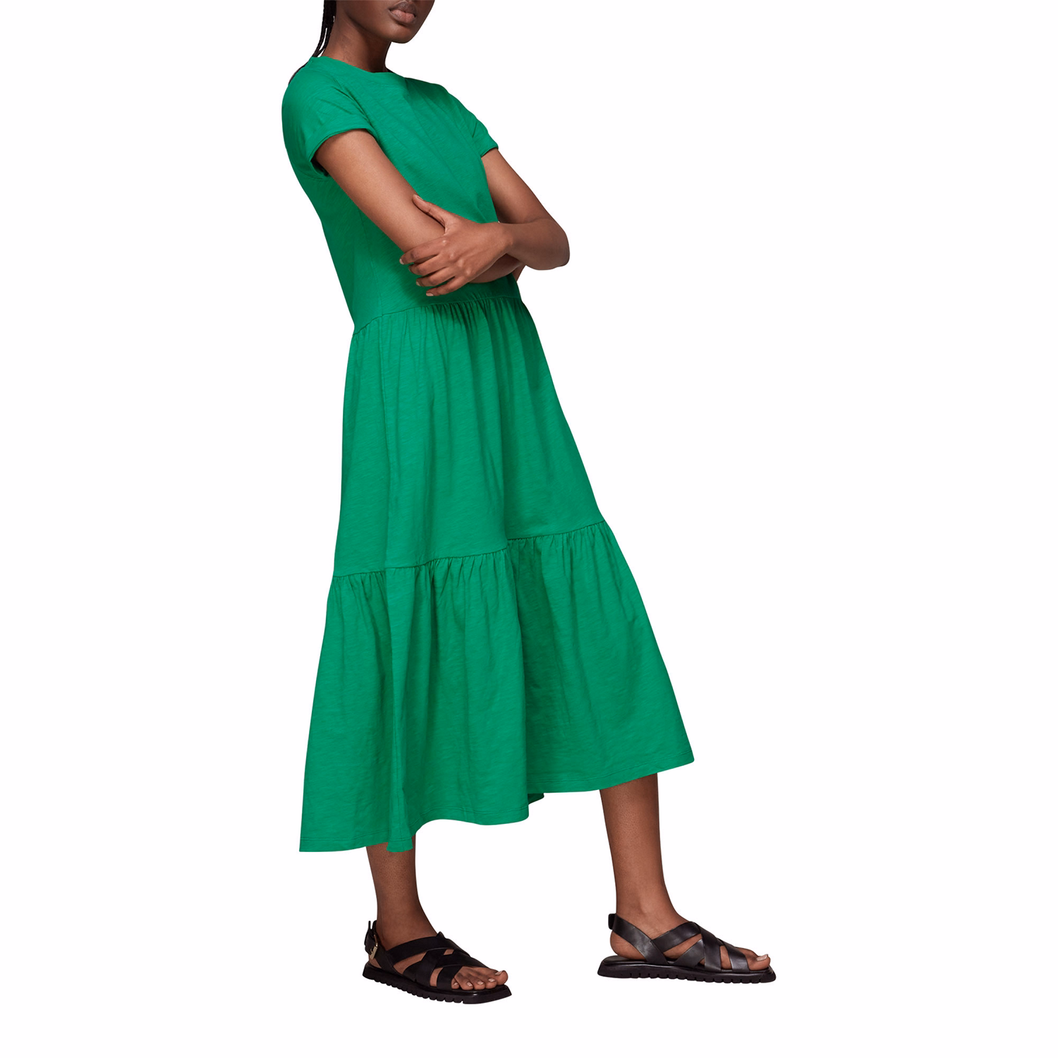 Tiered Jersey Midi Dress