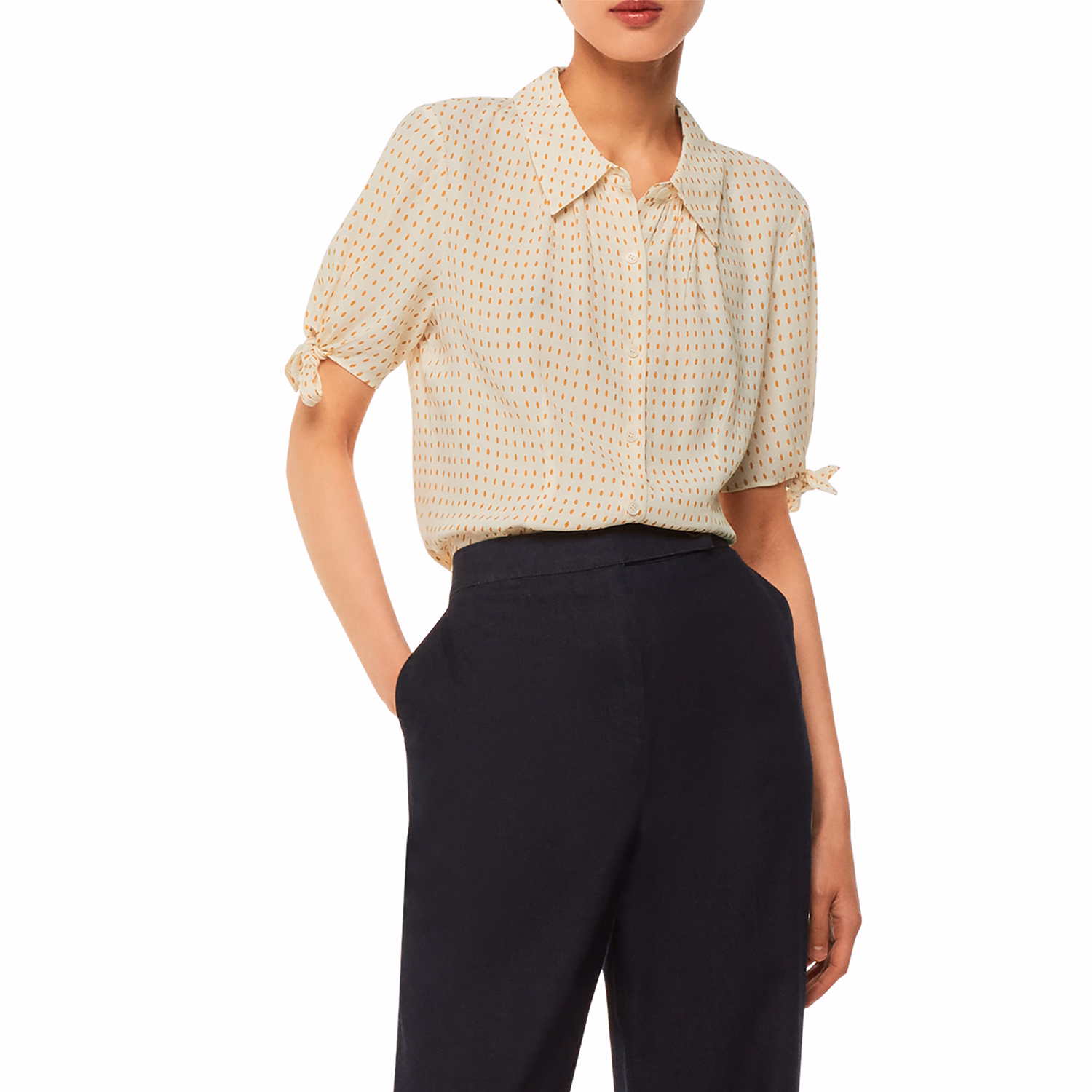 Oval Spot Tie-Sleeve Shirt