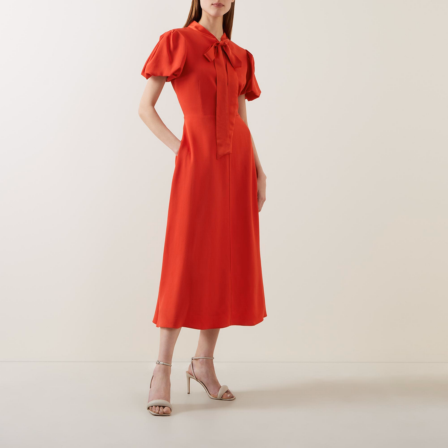 Tie-Neck Flared Dress