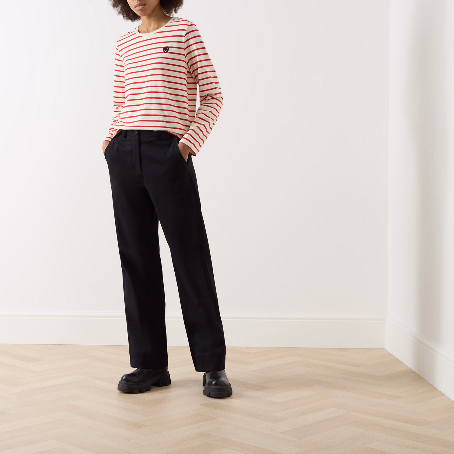 Wide-Leg Twill Trousers