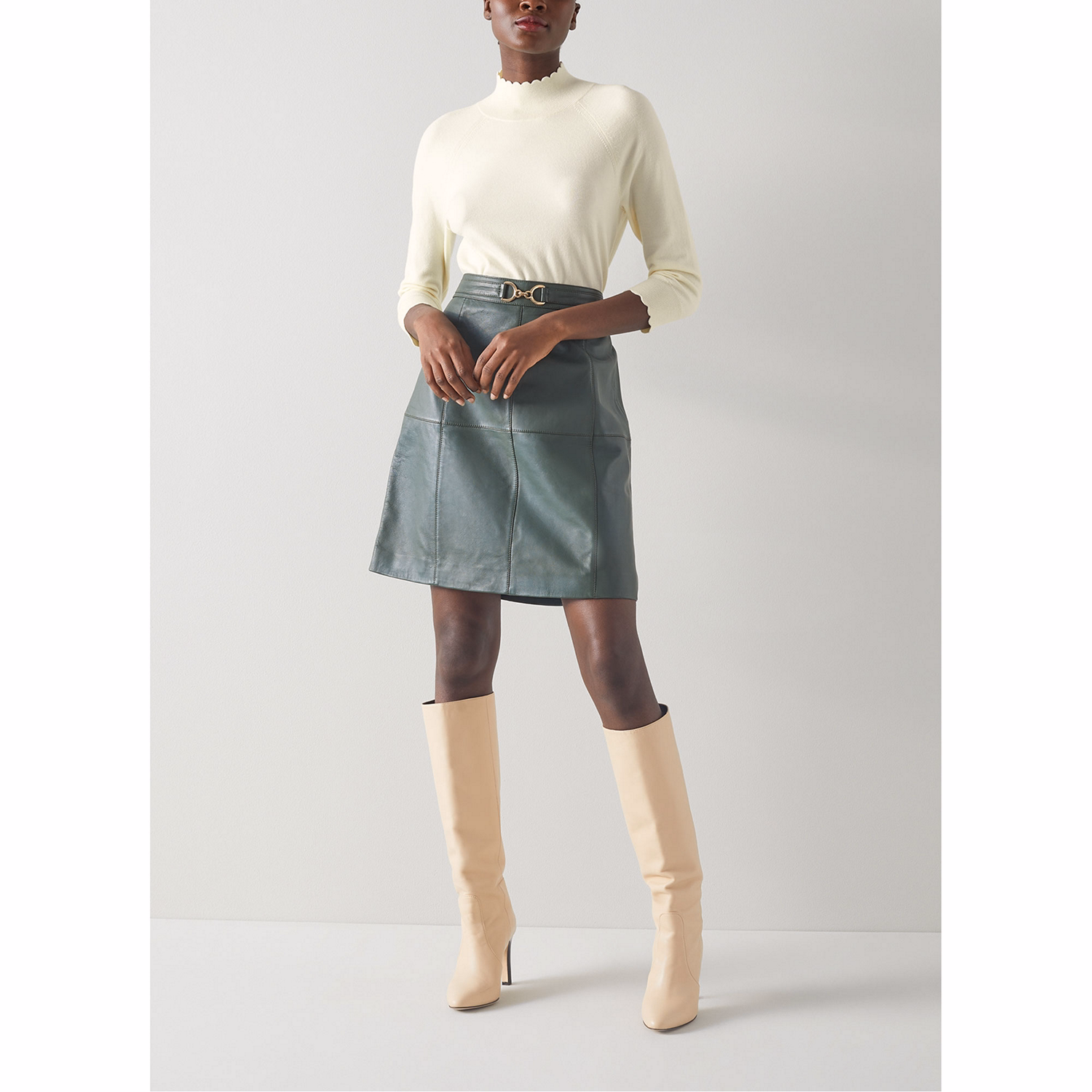 Betty Merino Wool Scallop Trim Sweater