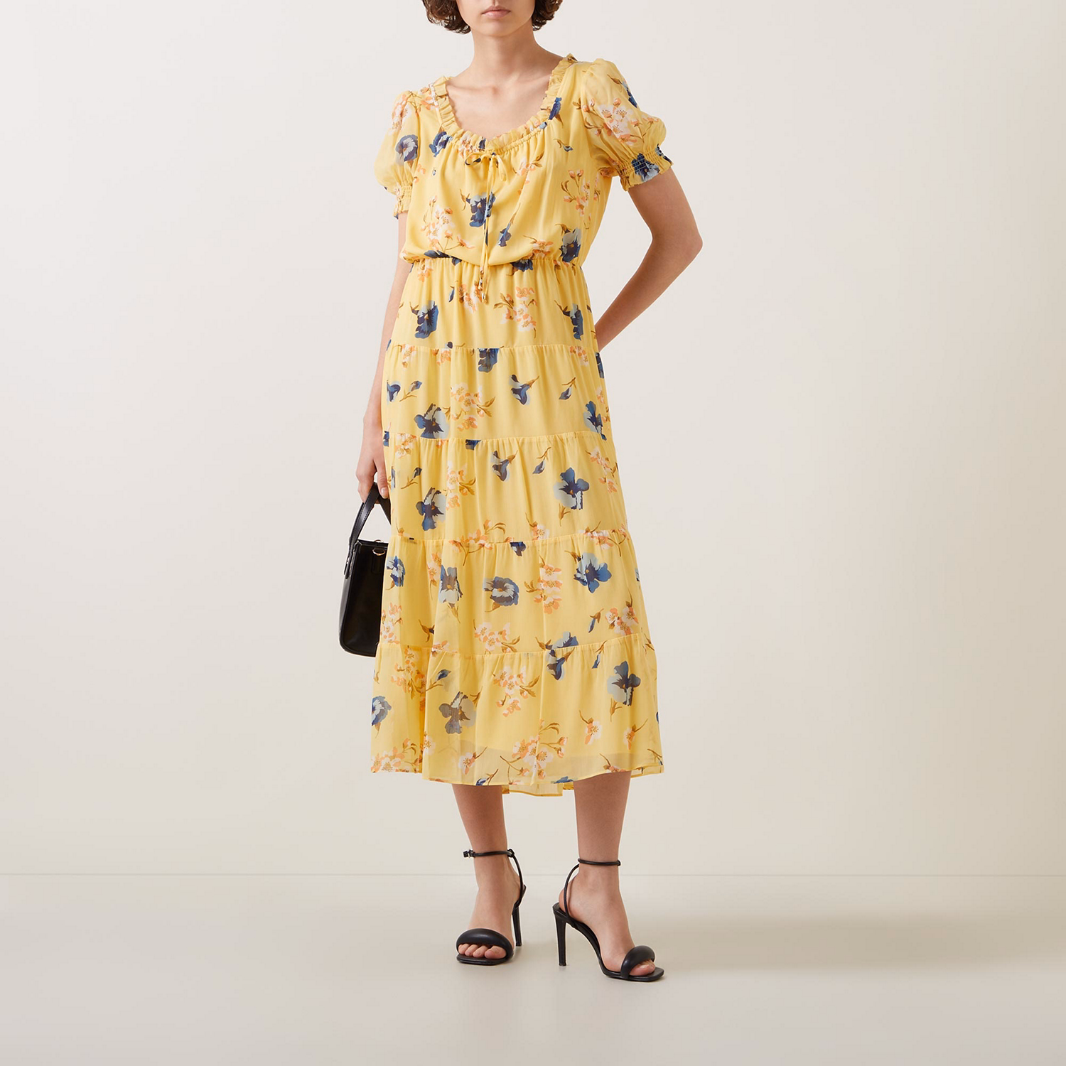 Floral Motif Tiered Dress