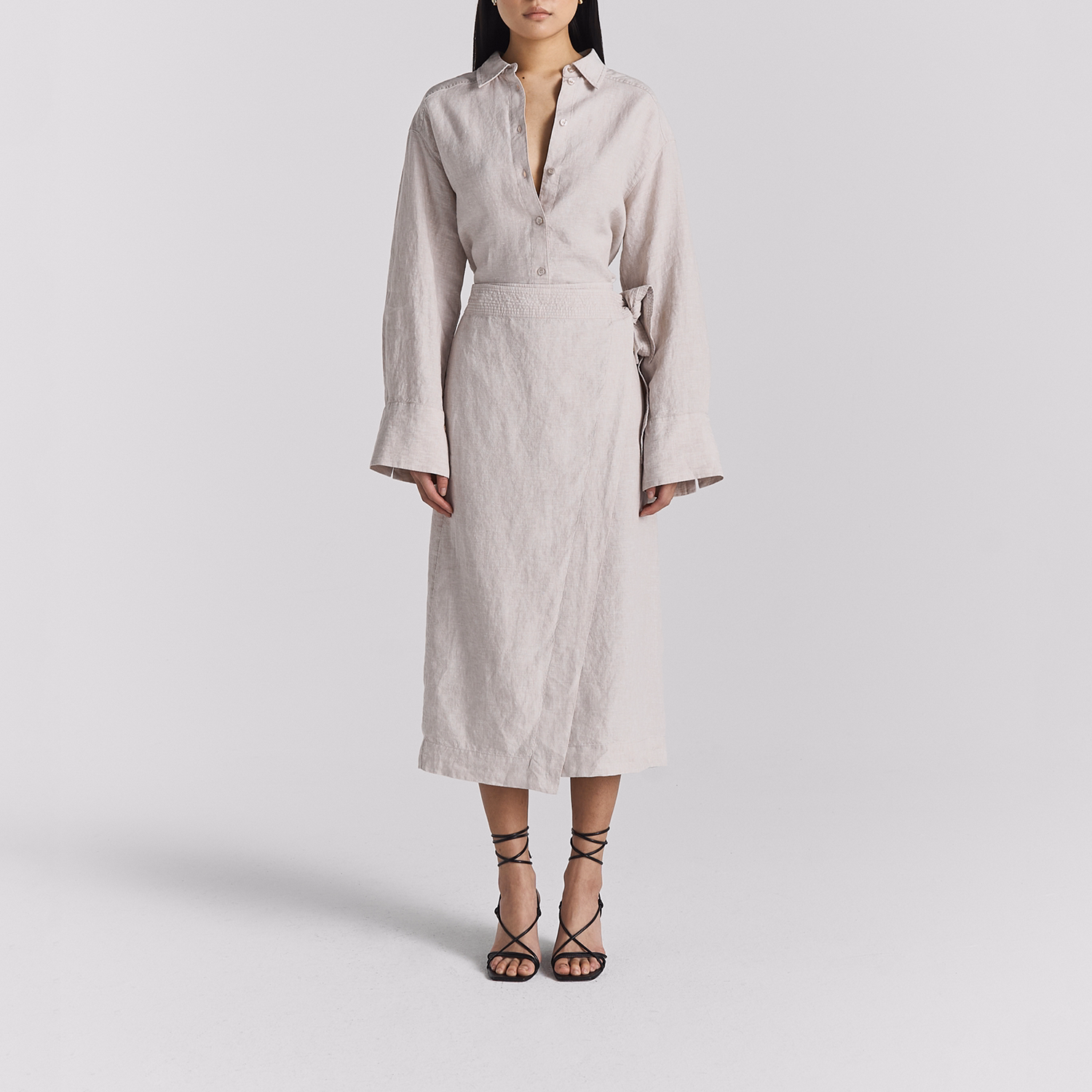 Vivienne High-Rise Linen Wrap Skirt