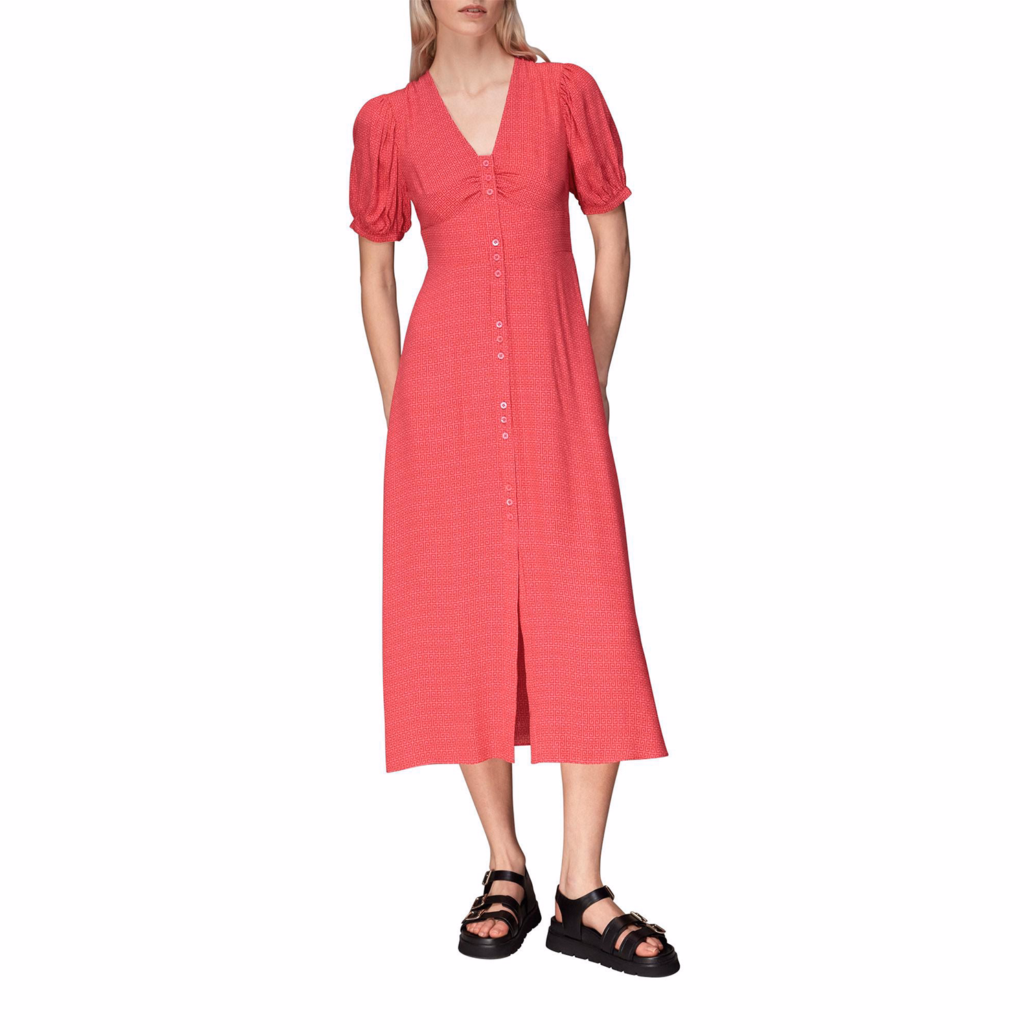 Labyrinth Geometric Print Midi Dress